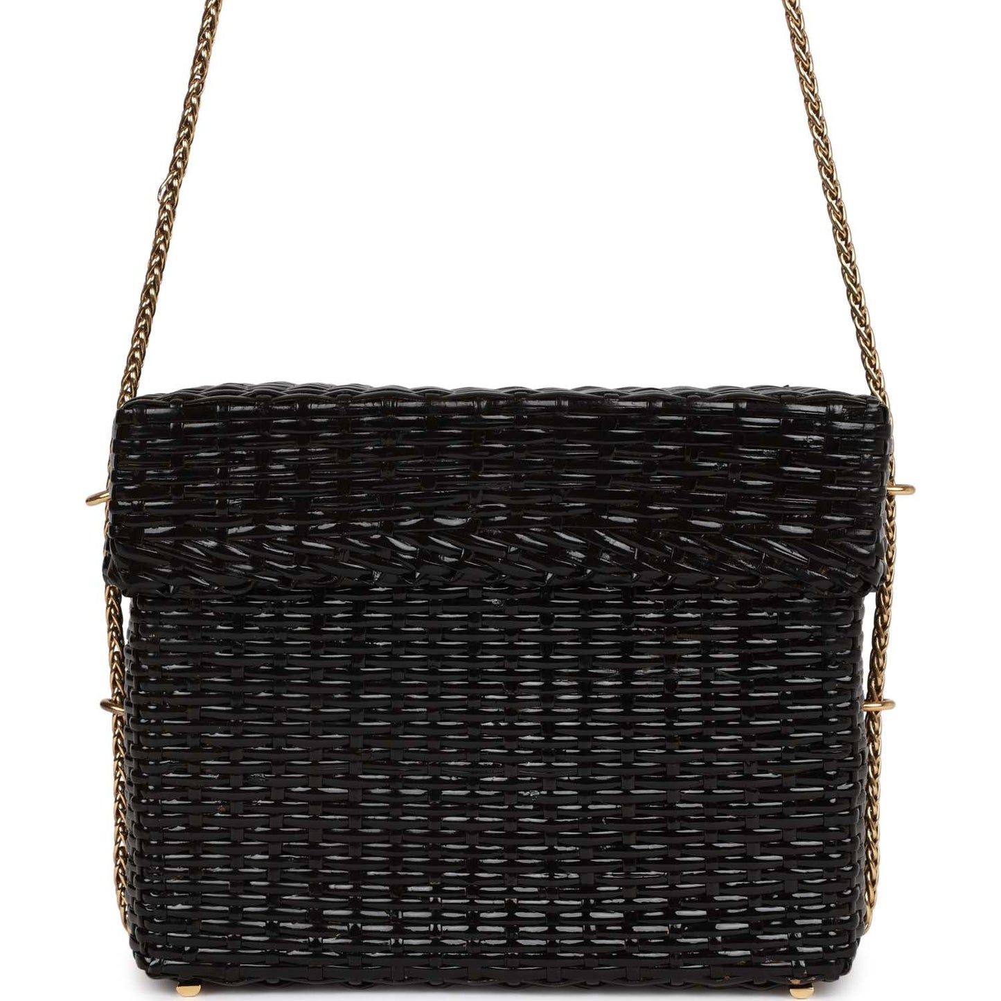 Chanel  Wicker Picnic Basket Bag Black Gold Hardware