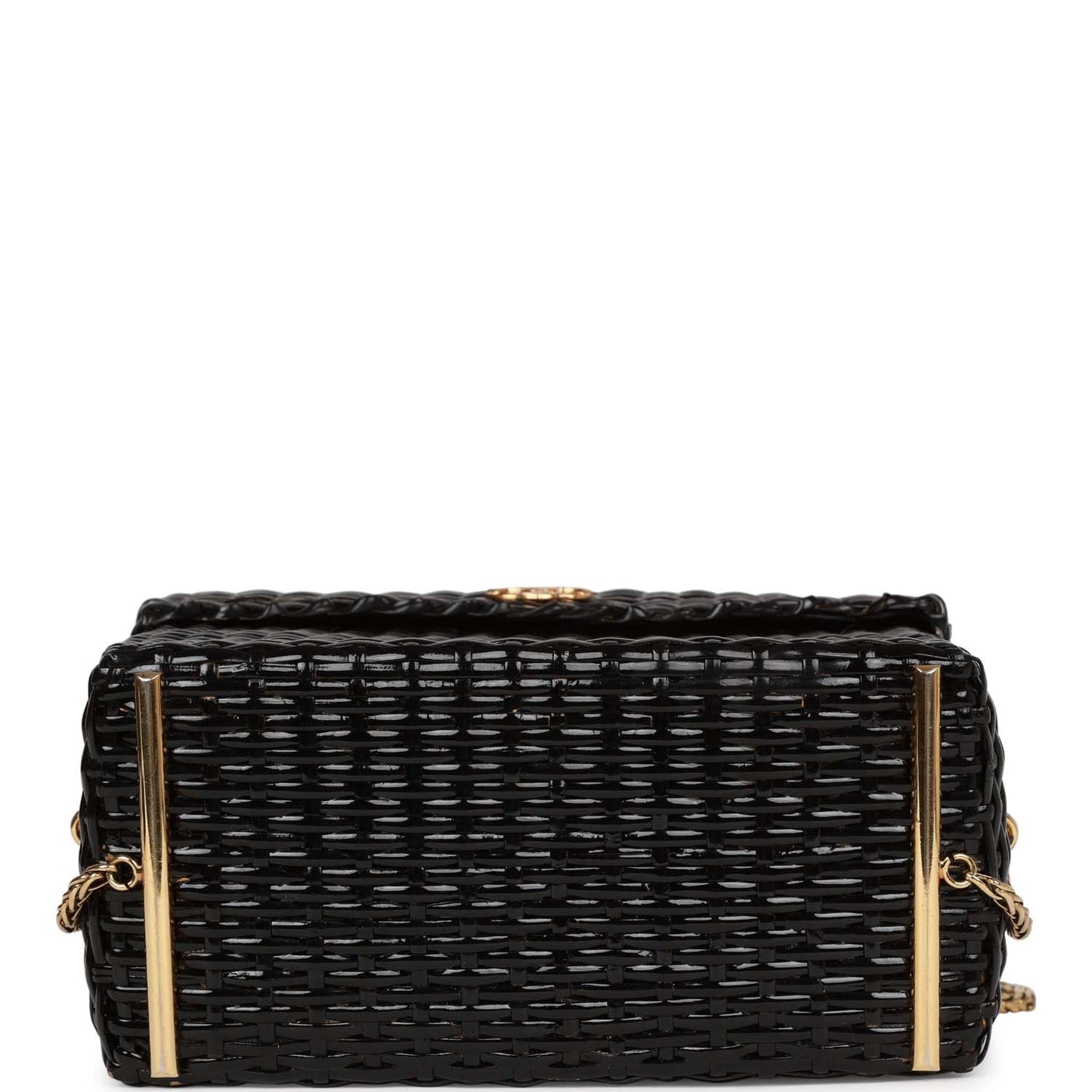 Chanel  Wicker Picnic Basket Bag Black Gold Hardware
