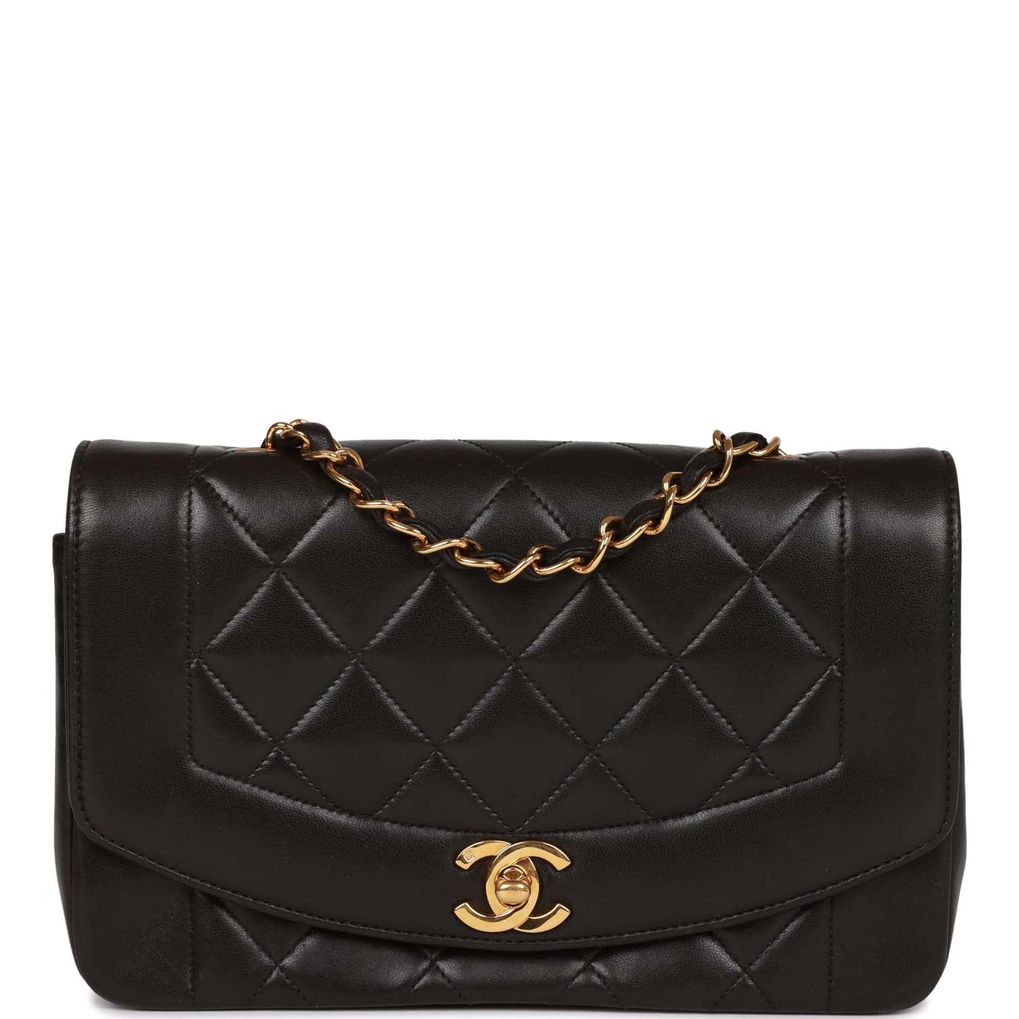 Chanel Small Diana Flap Bag Black Lambskin Gold Hardware