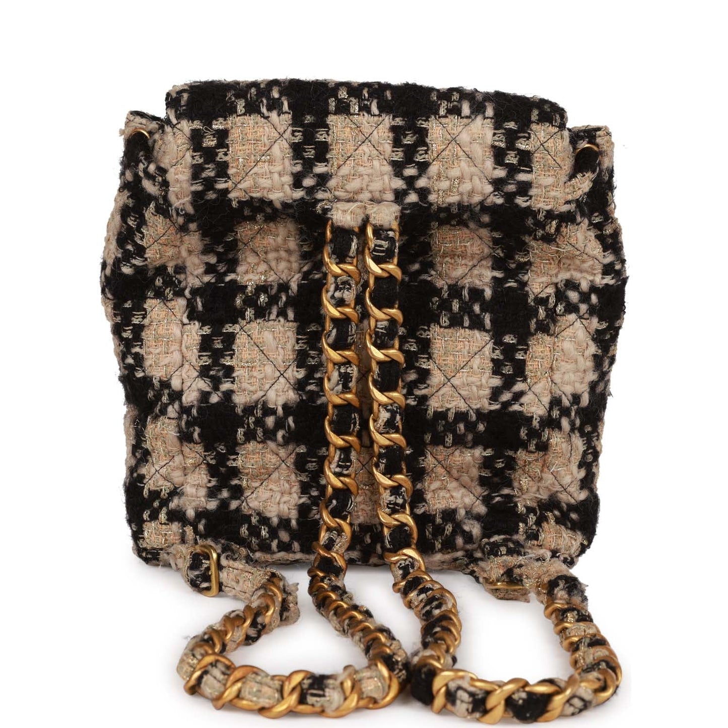 Chanel  Duma Backpack Beige and Black Tweed Gold Hardware