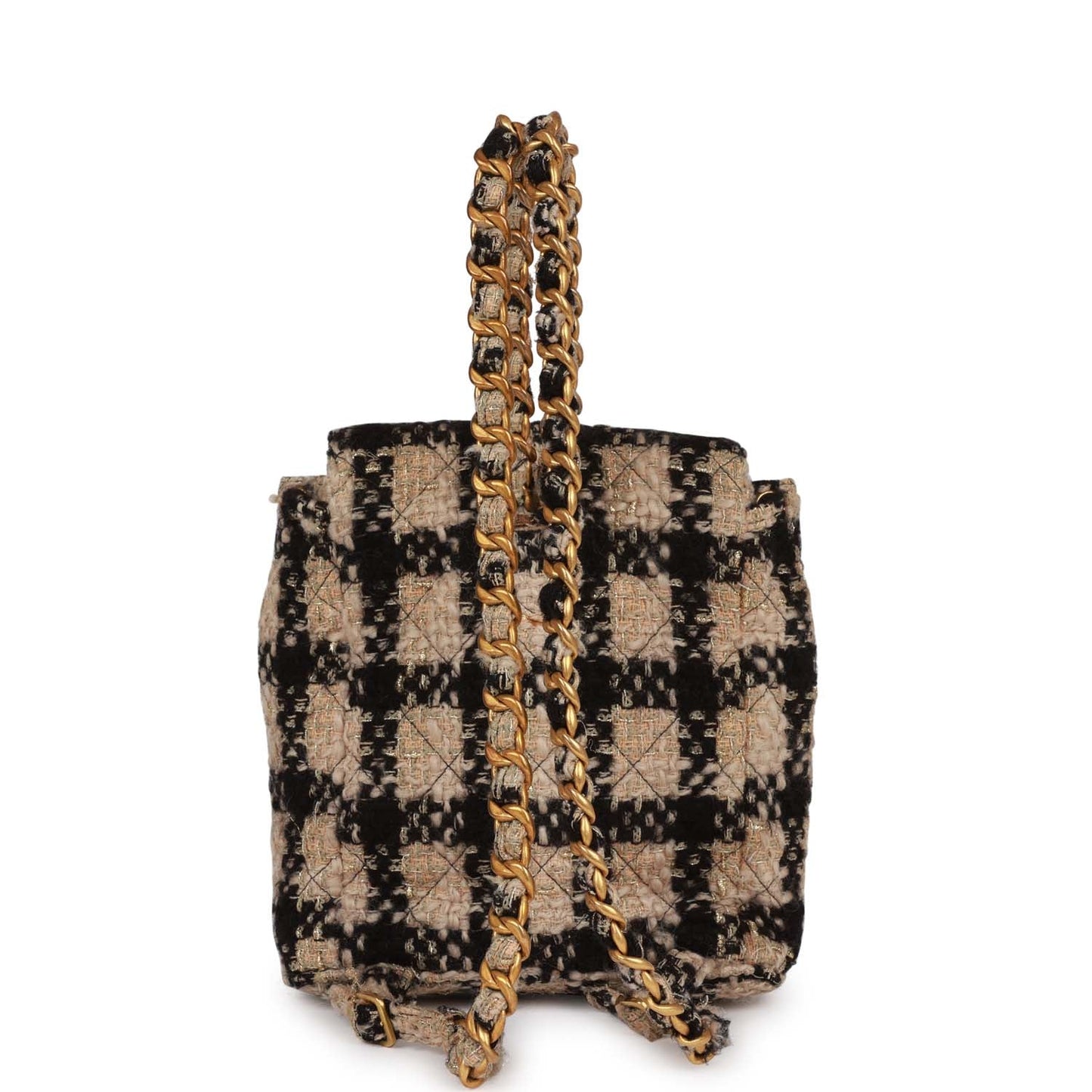 Chanel  Duma Backpack Beige and Black Tweed Gold Hardware