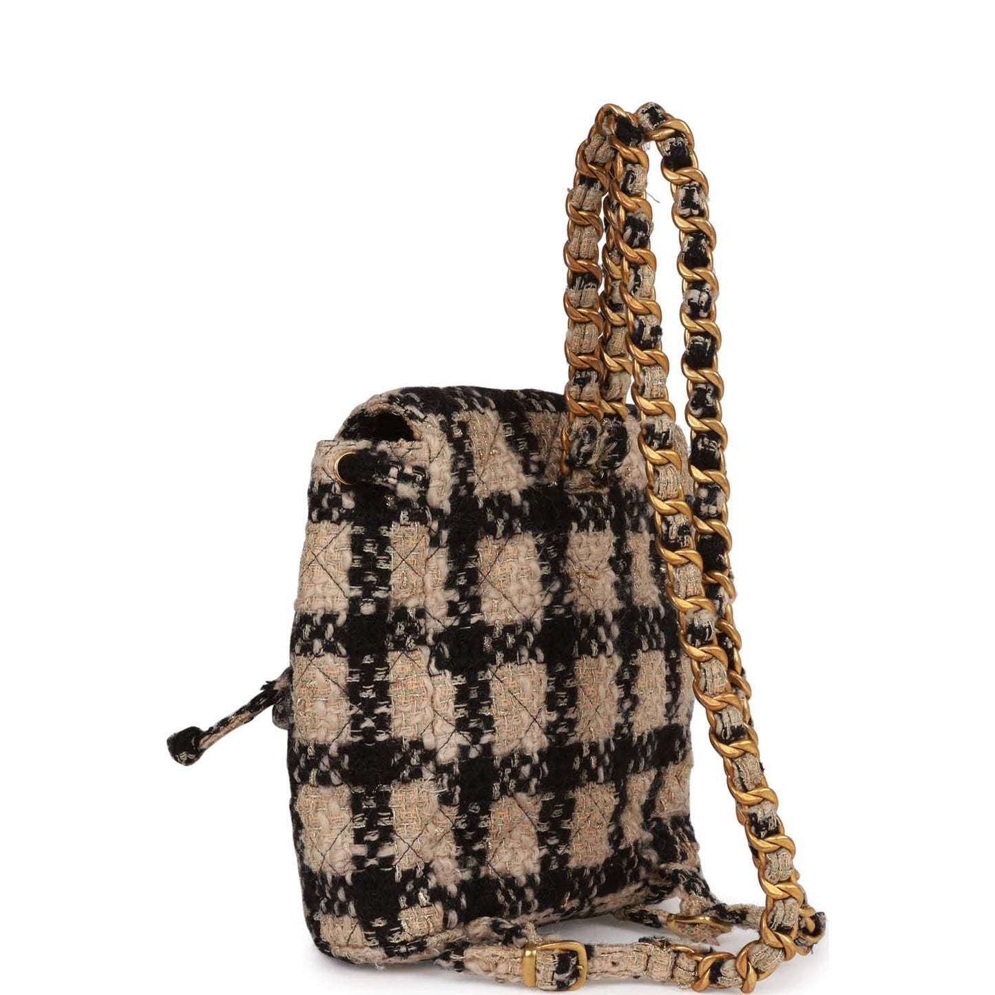 Chanel  Duma Backpack Beige and Black Tweed Gold Hardware