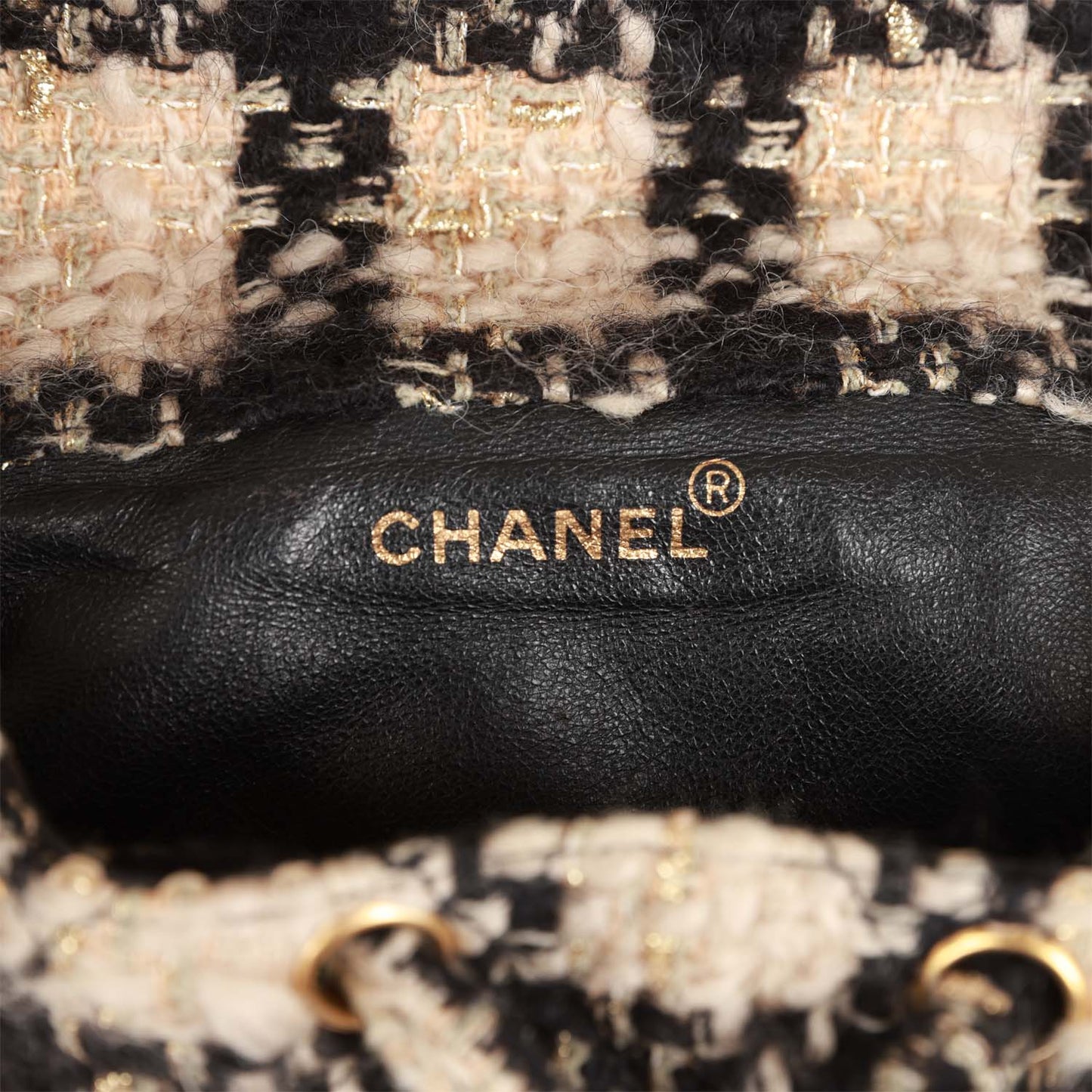 Chanel  Duma Backpack Beige and Black Tweed Gold Hardware