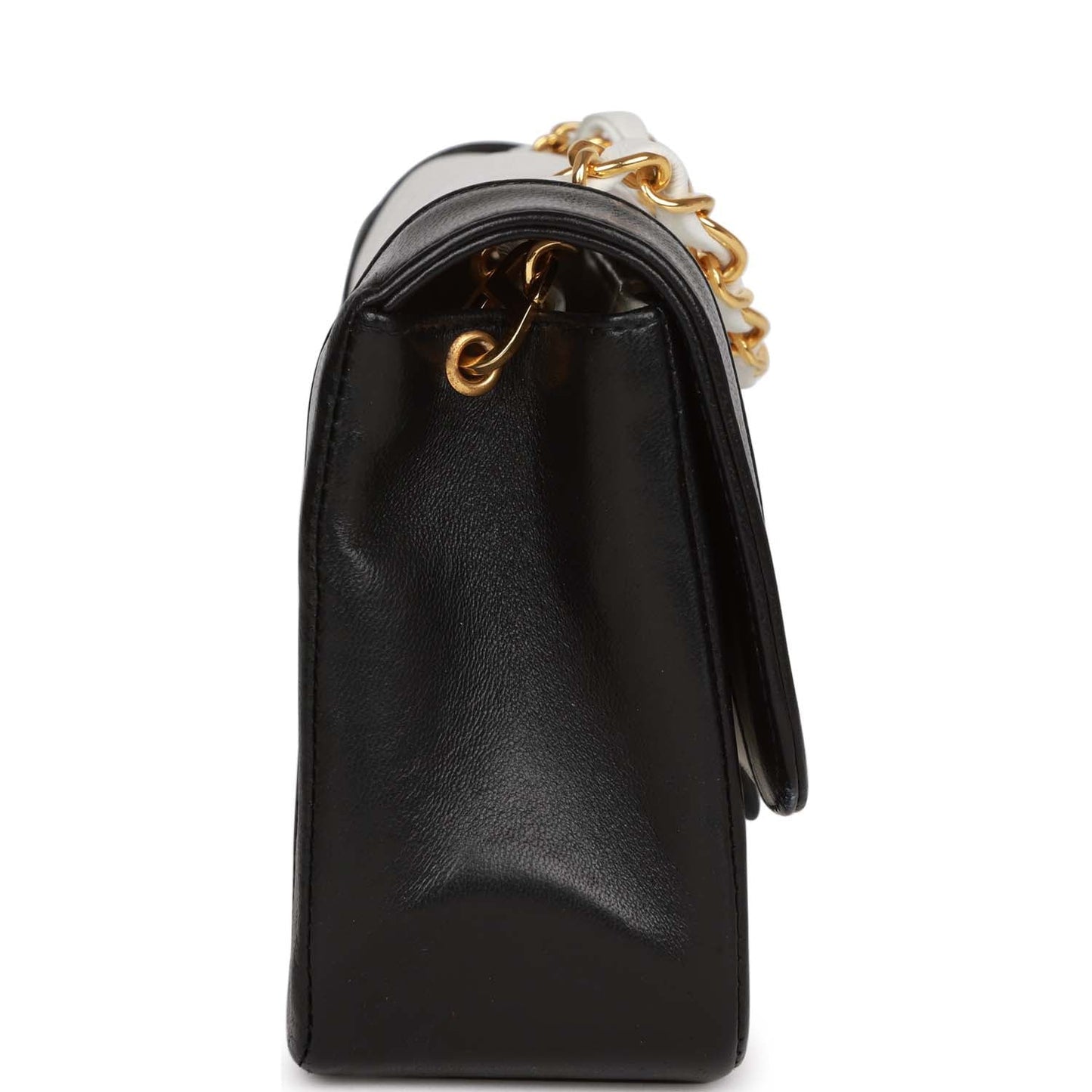 Chanel  Mini Mademoiselle Bag Black and White Lambskin Gold Hardware