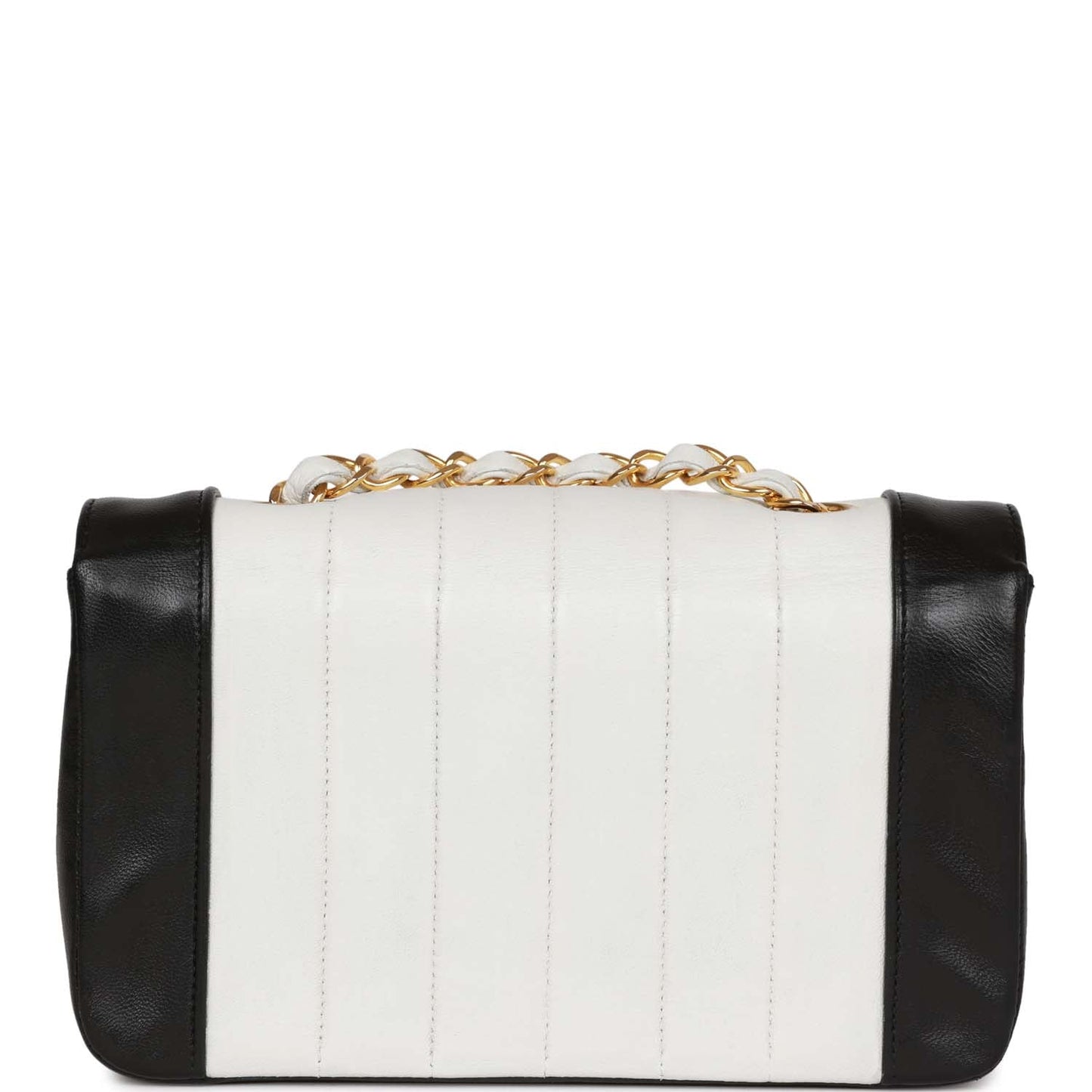 Chanel  Mini Mademoiselle Bag Black and White Lambskin Gold Hardware