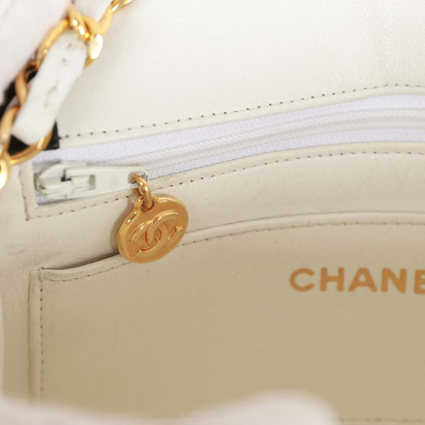 Chanel  Mini Mademoiselle Bag Black and White Lambskin Gold Hardware