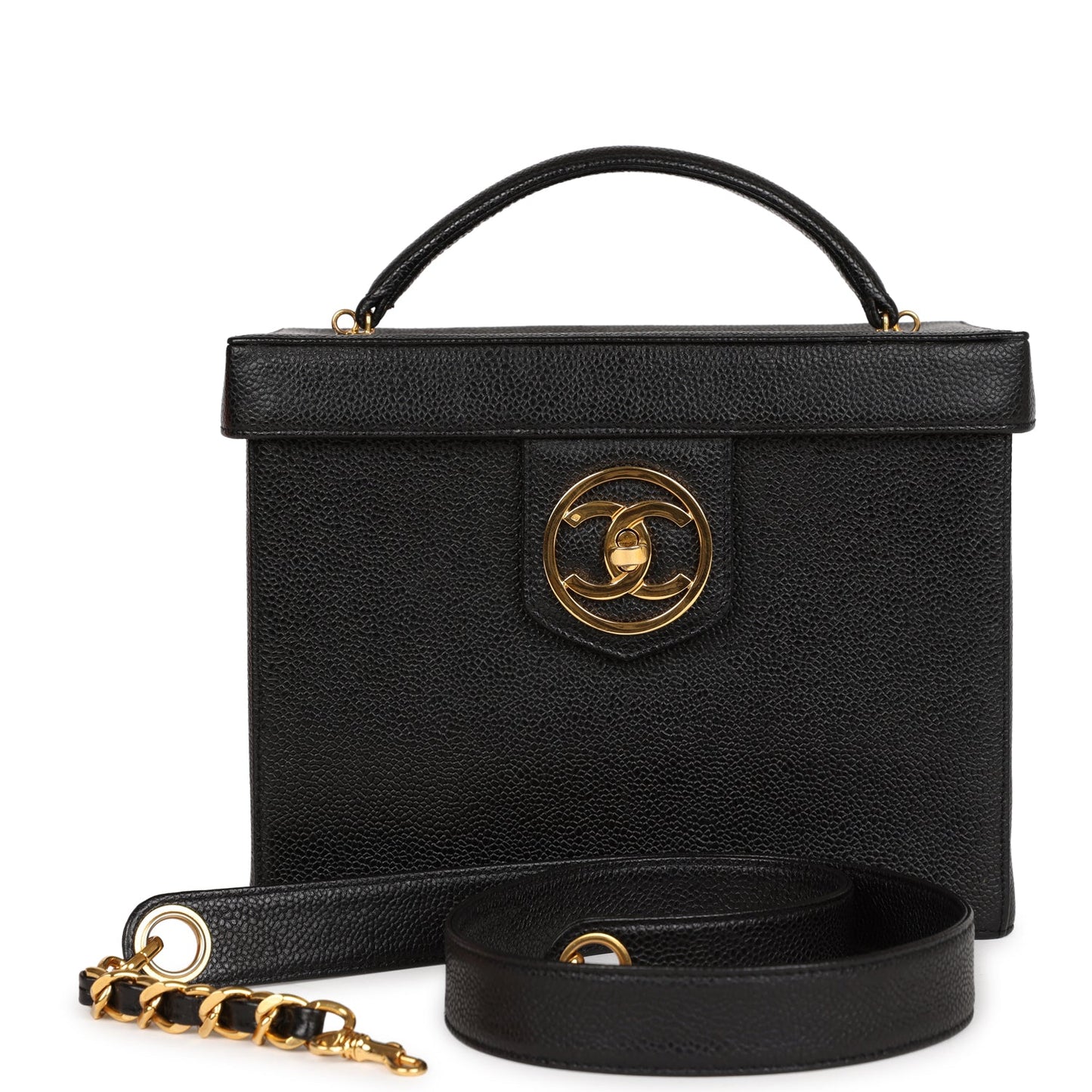 Chanel  Large Vanity Bag Black Caviar Gold Hardware