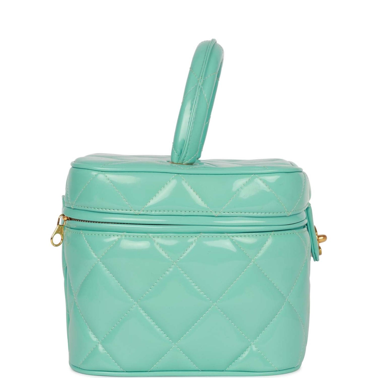 Chanel  Vanity Heart Mirror Bag Turquoise Patent Gold Hardware
