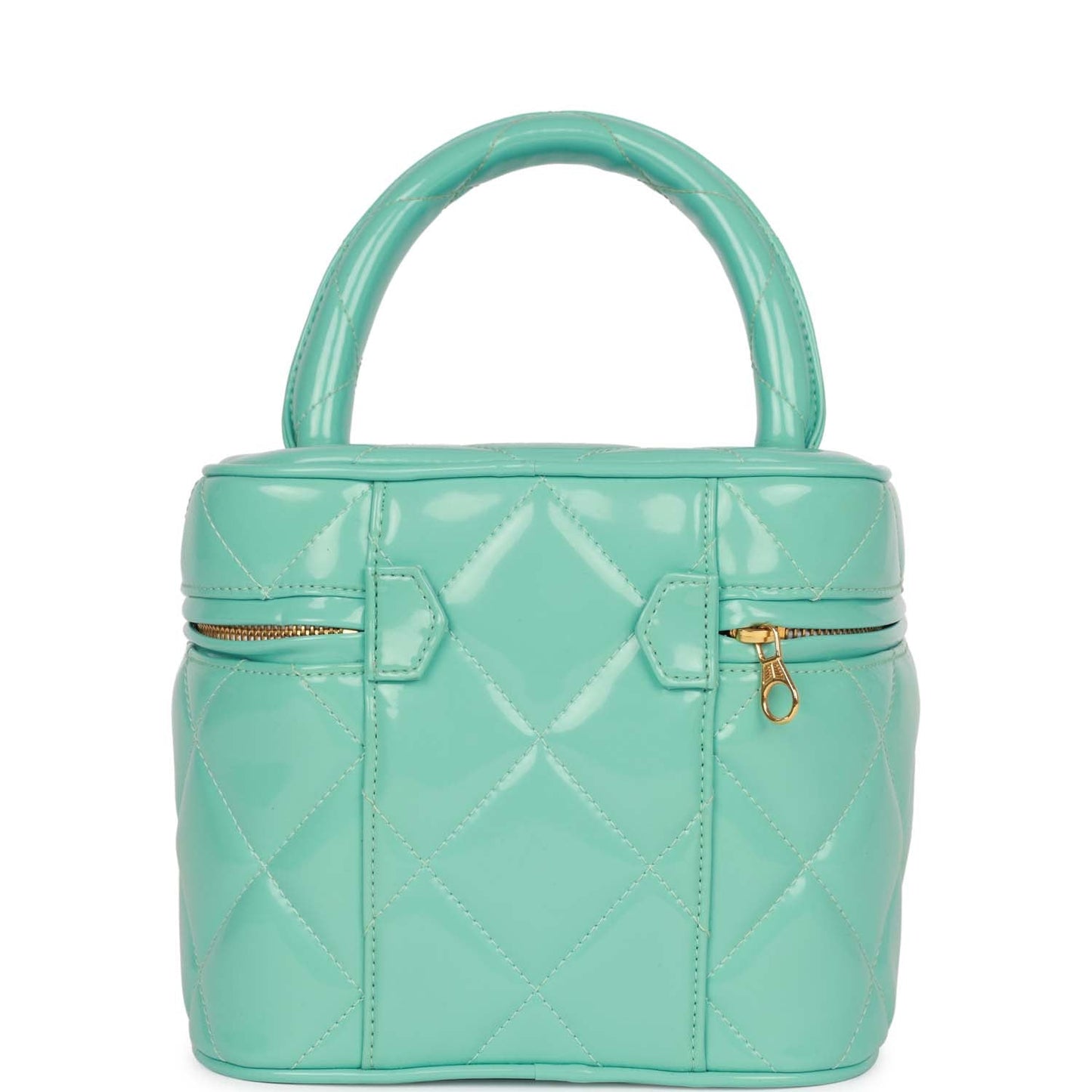Chanel  Vanity Heart Mirror Bag Turquoise Patent Gold Hardware