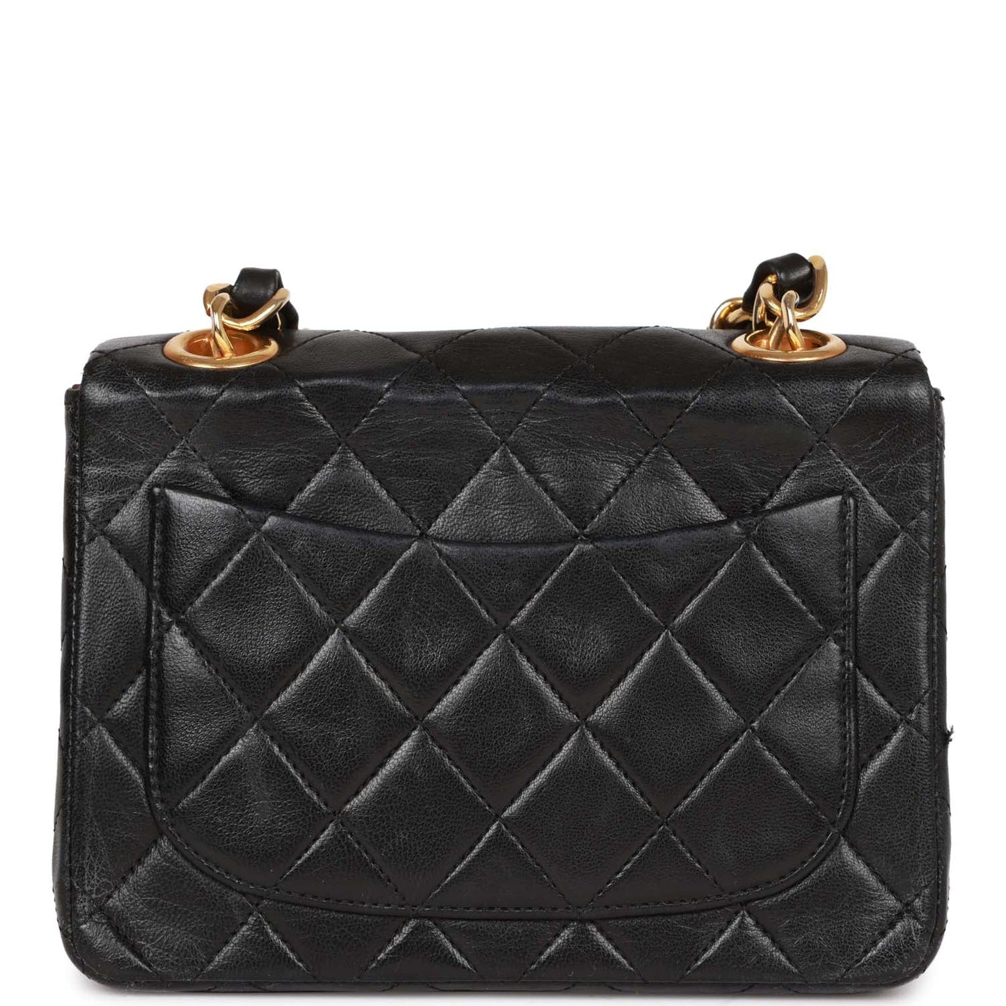 Chanel  Mini Flap Chain Handle Bag Black Lambskin Gold Hardware