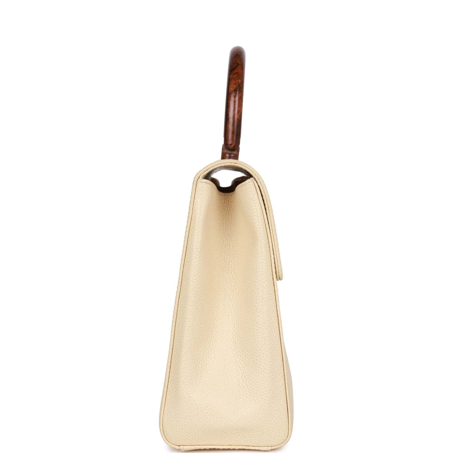 Chanel  Wood Top Handle Kelly Ivory Caviar