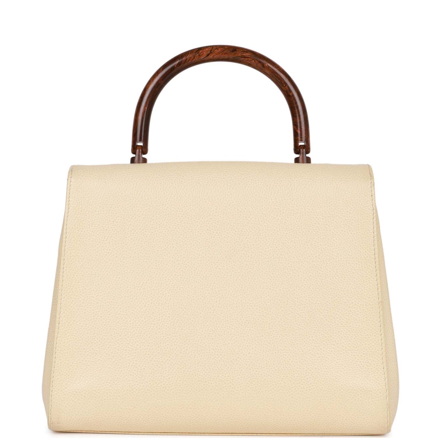 Chanel  Wood Top Handle Kelly Ivory Caviar