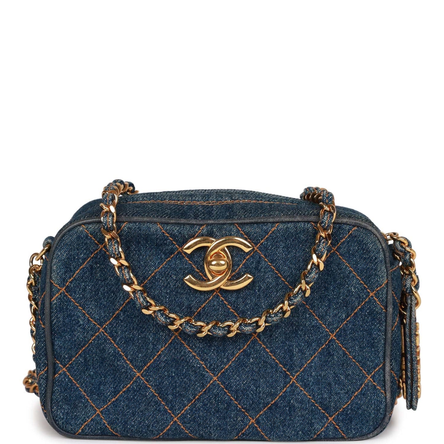 Chanel  Mini Camera Bag Blue Denim Gold Hardware