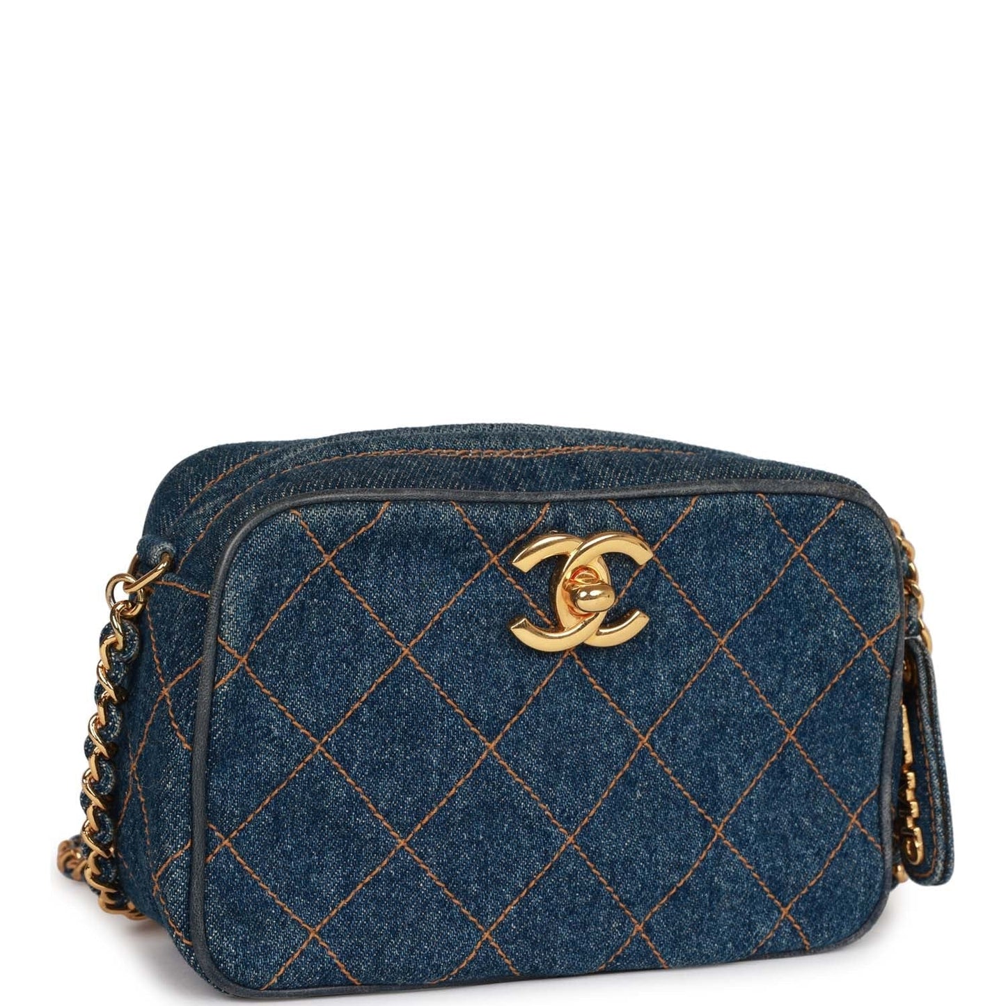 Chanel  Mini Camera Bag Blue Denim Gold Hardware