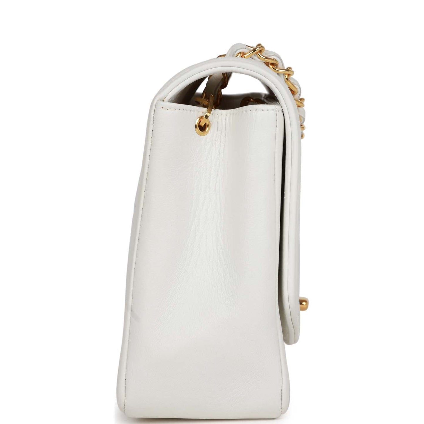 Chanel  Medium Diana Flap Bag White Lambskin Gold Hardware