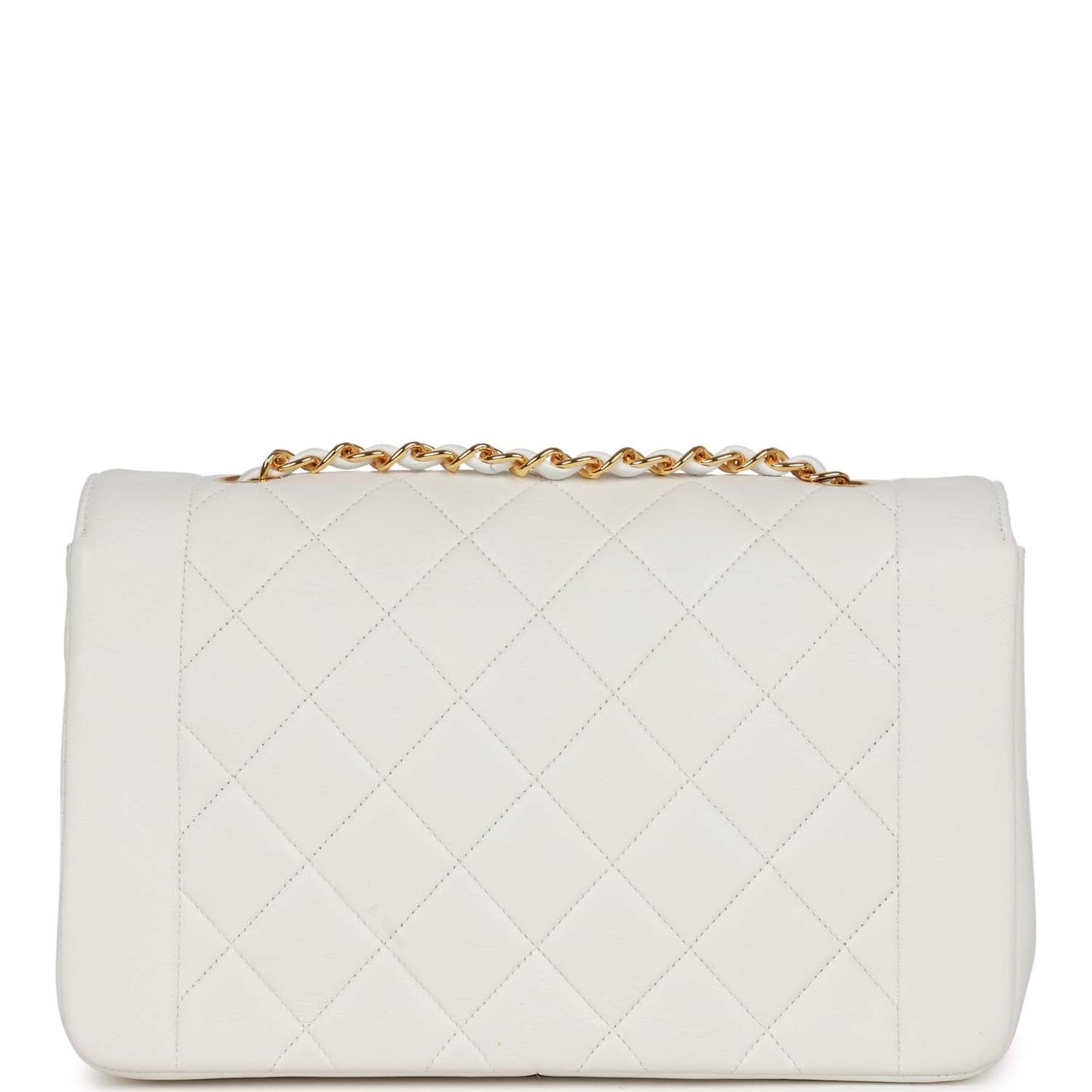 Chanel  Medium Diana Flap Bag White Lambskin Gold Hardware