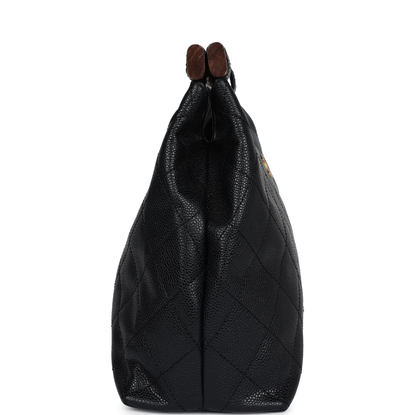 Chanel  Wood Top Handle Bag Black Caviar Gold Hardware