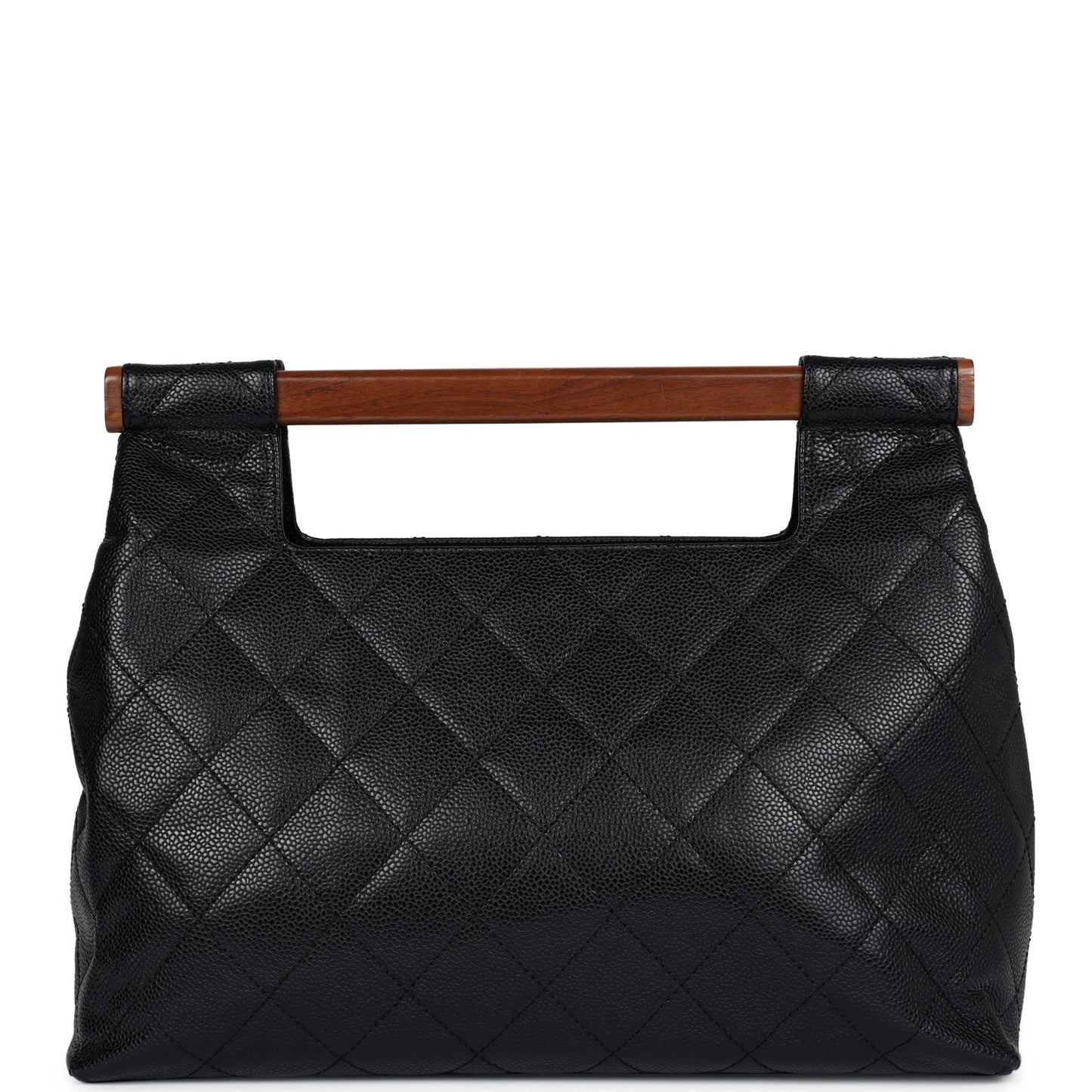 Chanel  Wood Top Handle Bag Black Caviar Gold Hardware