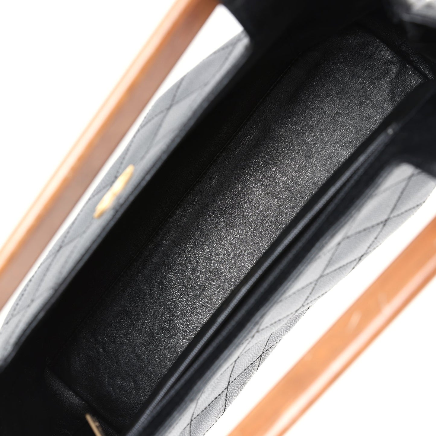 Chanel  Wood Top Handle Bag Black Caviar Gold Hardware