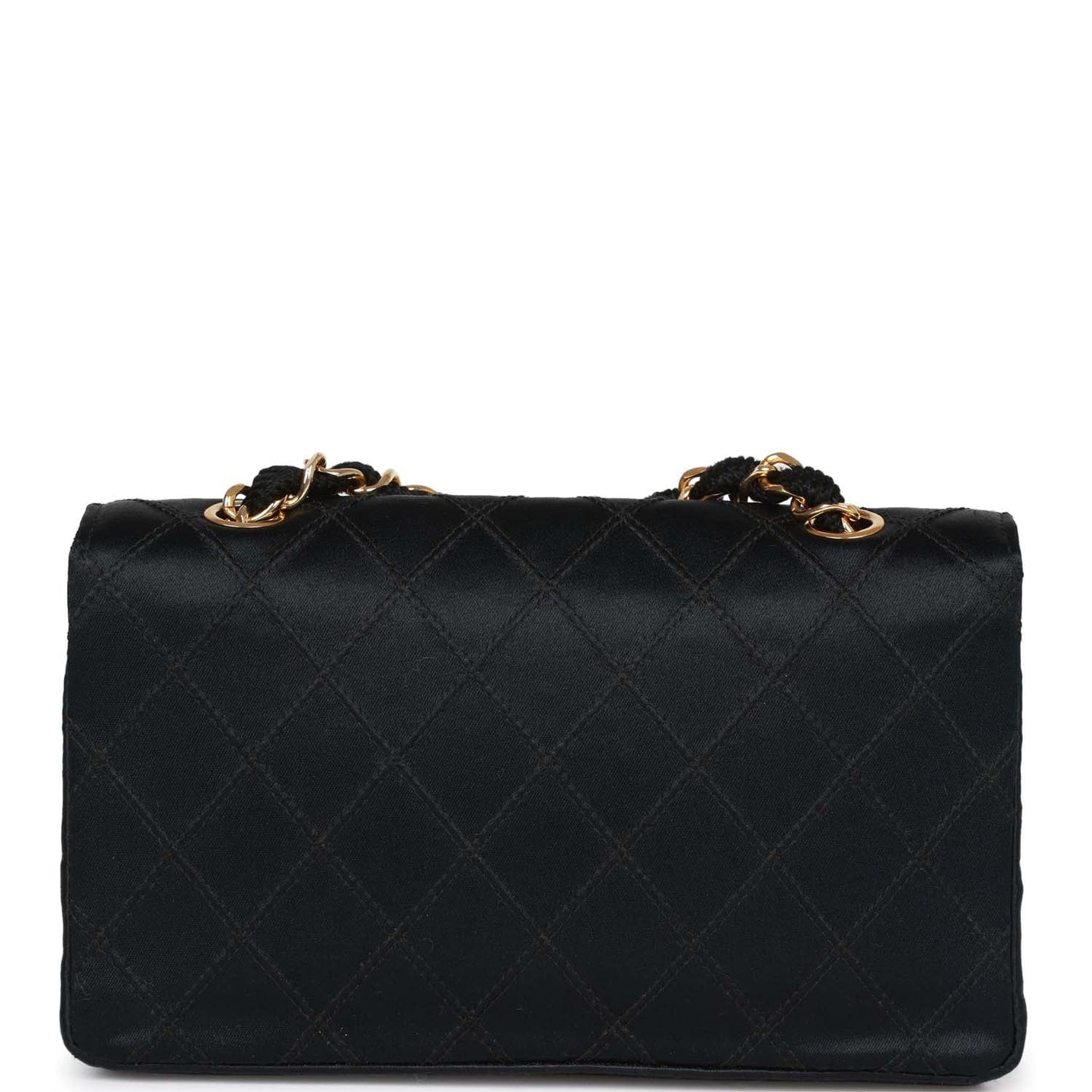 Chanel  CC Shoulder Flap Bag Black Satin Gold Hardware