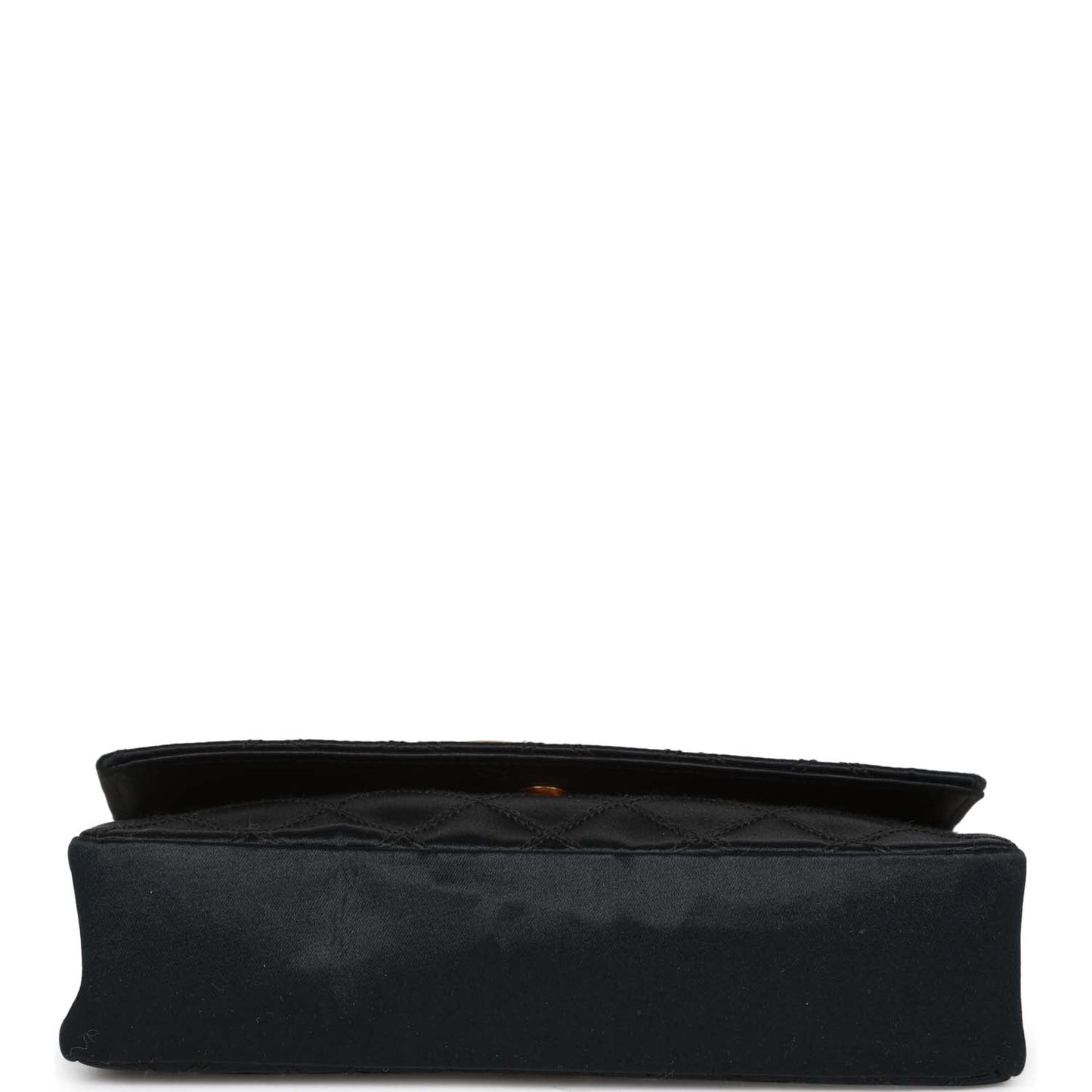 Chanel  CC Shoulder Flap Bag Black Satin Gold Hardware