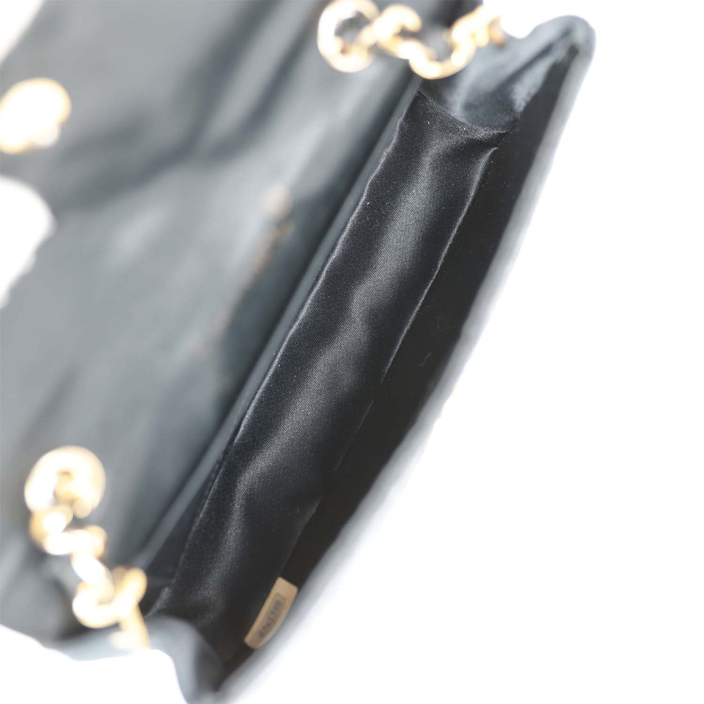 Chanel  CC Shoulder Flap Bag Black Satin Gold Hardware