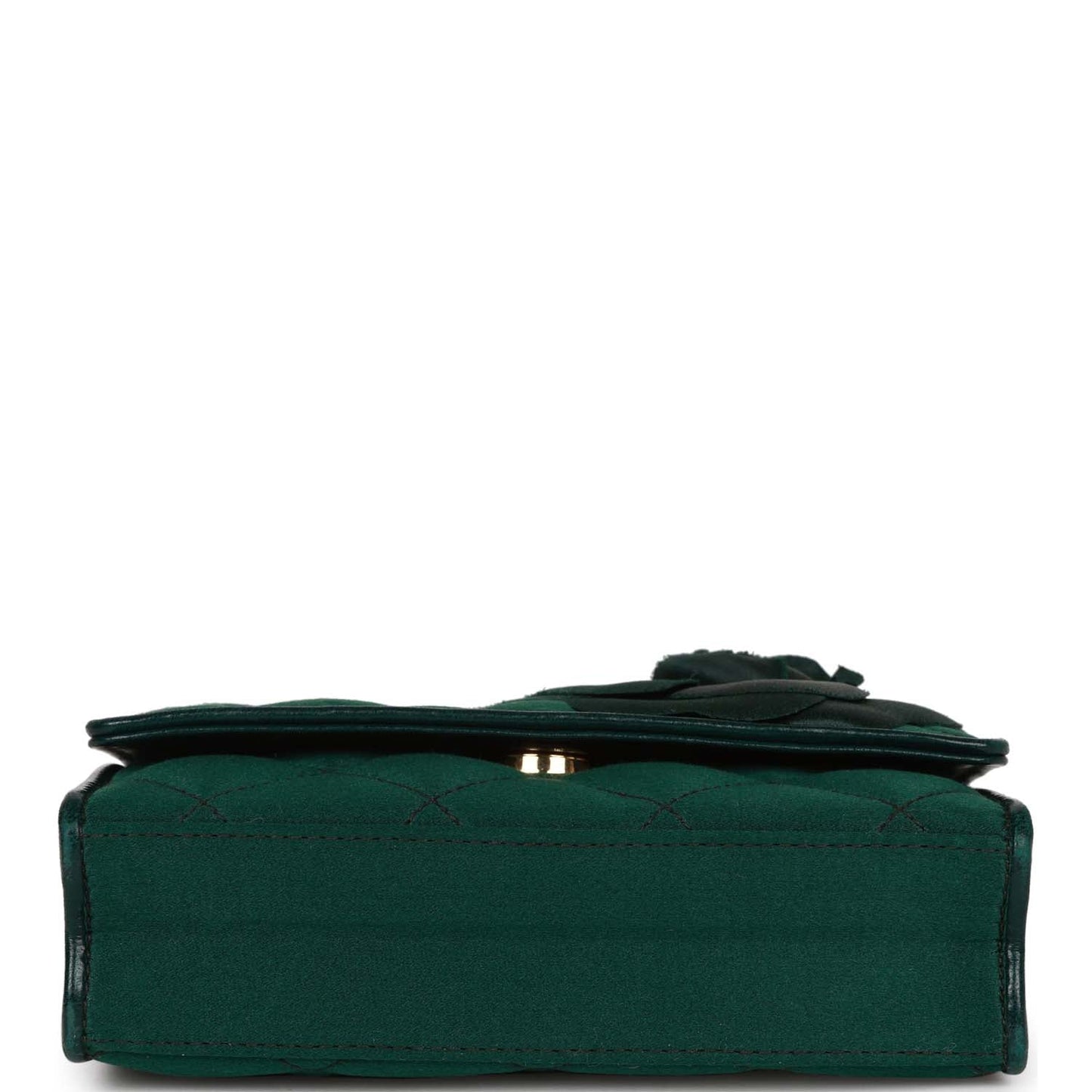 Chanel  Mini Camellia Flap Bag Green Satin Gold Hardware