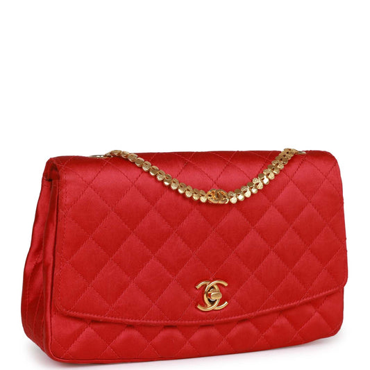 Chanel  Flap Bag Red Satin Gold Hardware