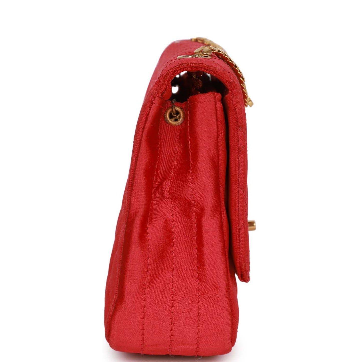 Chanel  Flap Bag Red Satin Gold Hardware