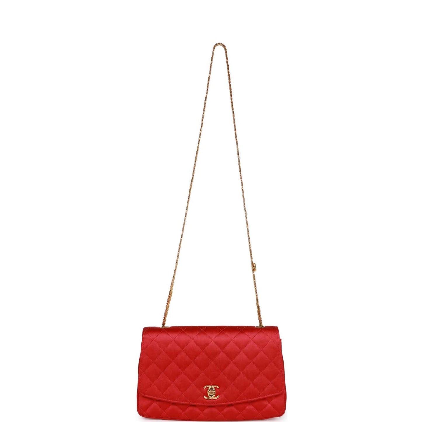 Chanel  Flap Bag Red Satin Gold Hardware