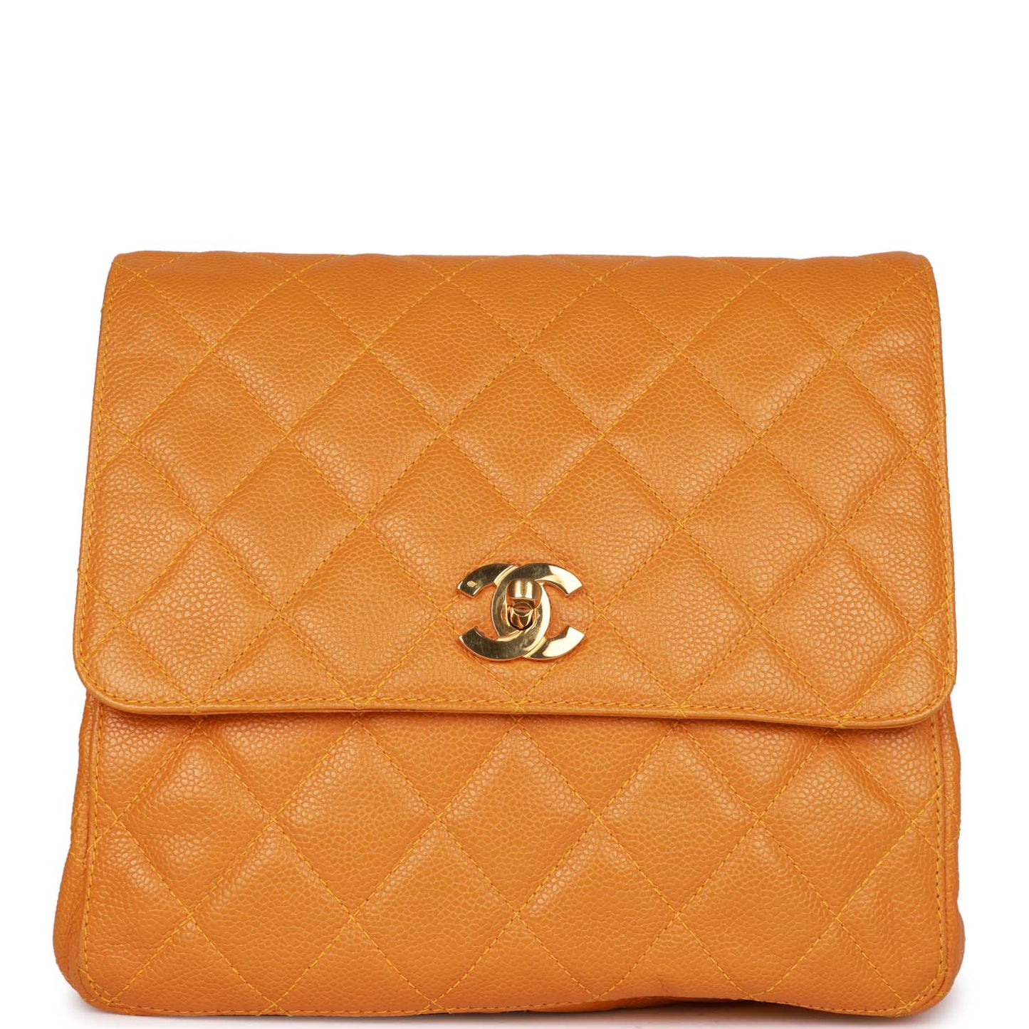 Chanel  Flap Backpack Orange Caviar Gold Hardware