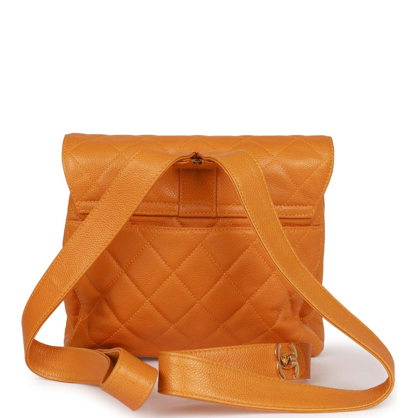 Chanel  Flap Backpack Orange Caviar Gold Hardware