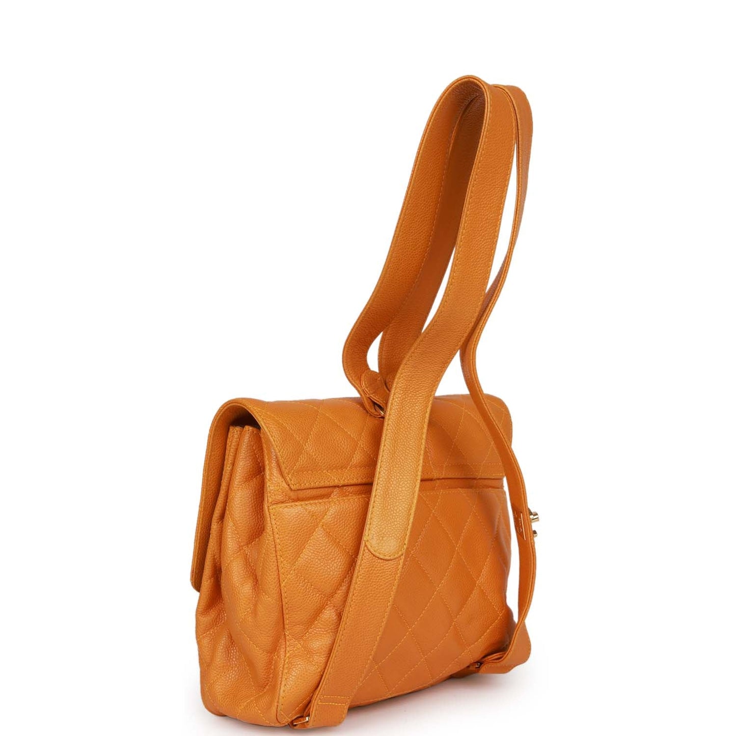 Chanel  Flap Backpack Orange Caviar Gold Hardware