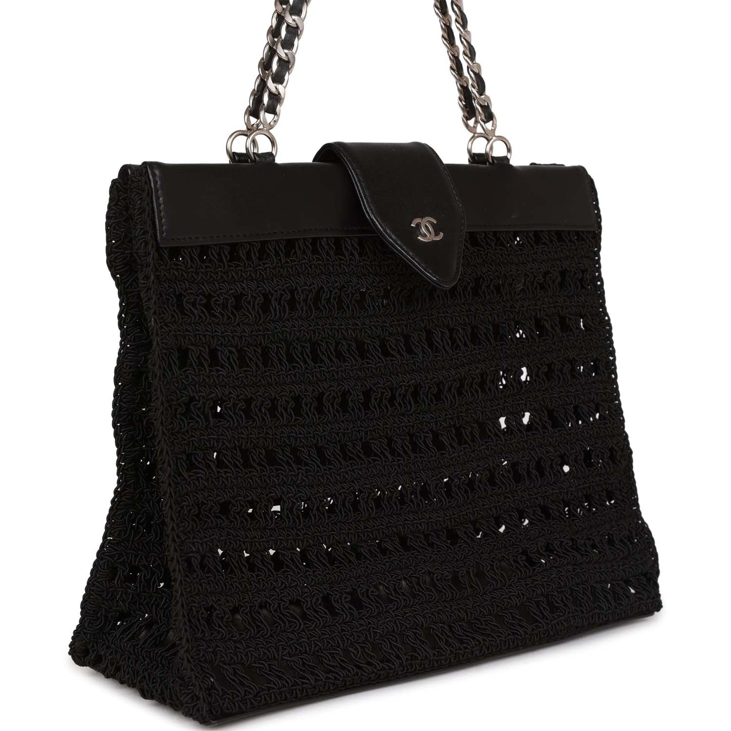Chanel  Supermodel Tote Black Crochet Aged Silver Hardware