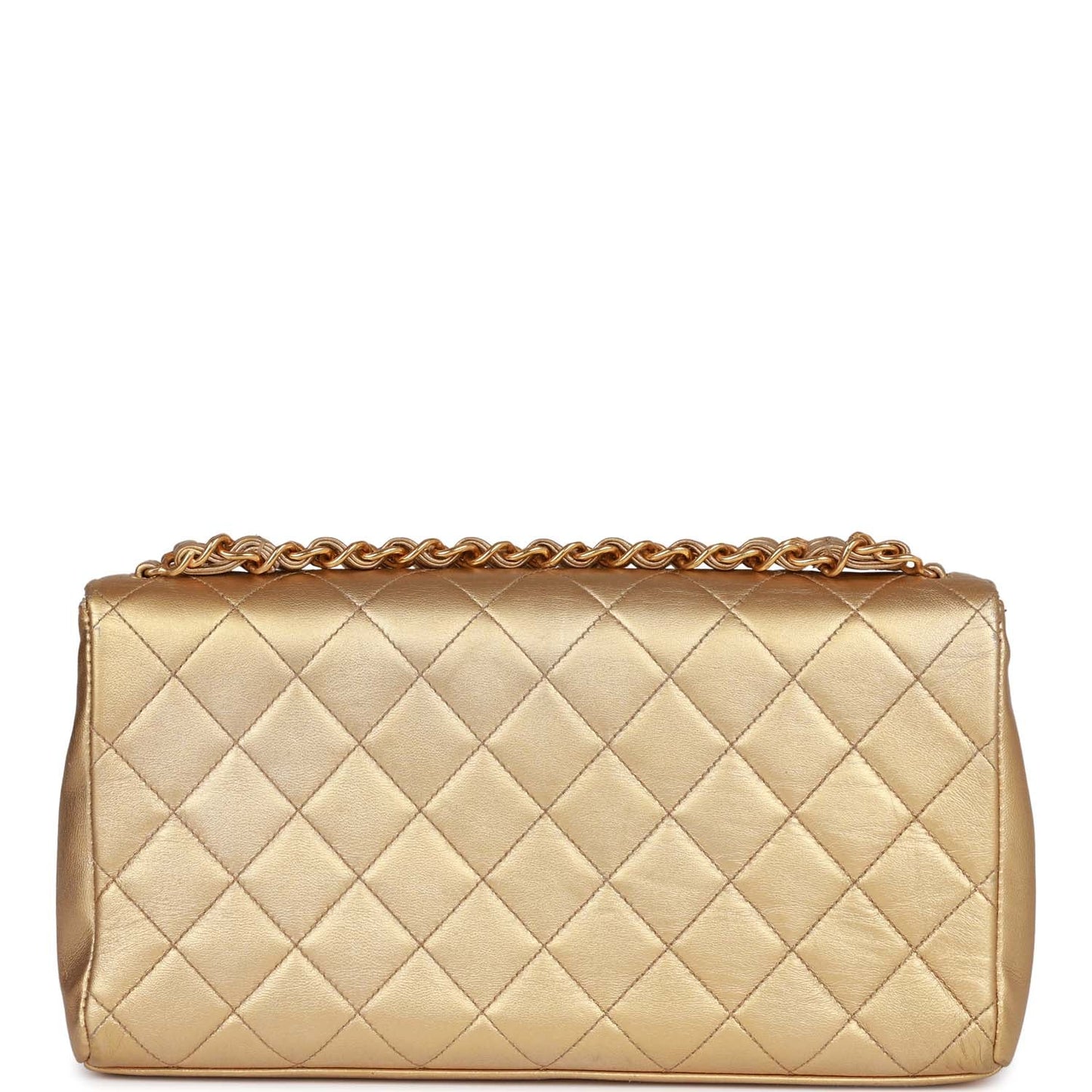 Chanel  Clutch Flap Bag with Handle Gold Metallic Lambskin Gold Hardware