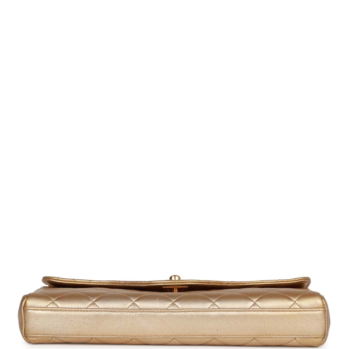 Chanel  Clutch Flap Bag with Handle Gold Metallic Lambskin Gold Hardware