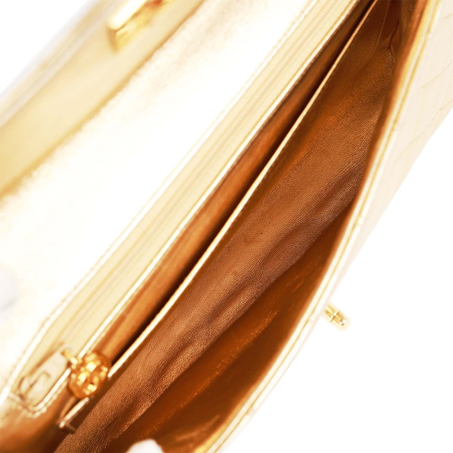 Chanel  Clutch Flap Bag with Handle Gold Metallic Lambskin Gold Hardware