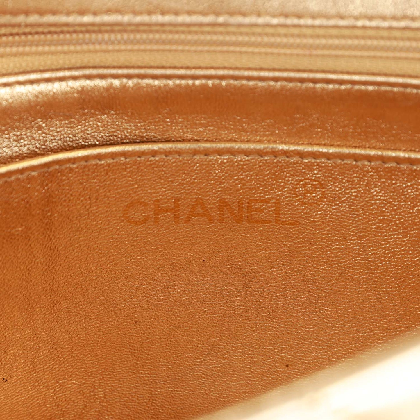 Chanel  Clutch Flap Bag with Handle Gold Metallic Lambskin Gold Hardware