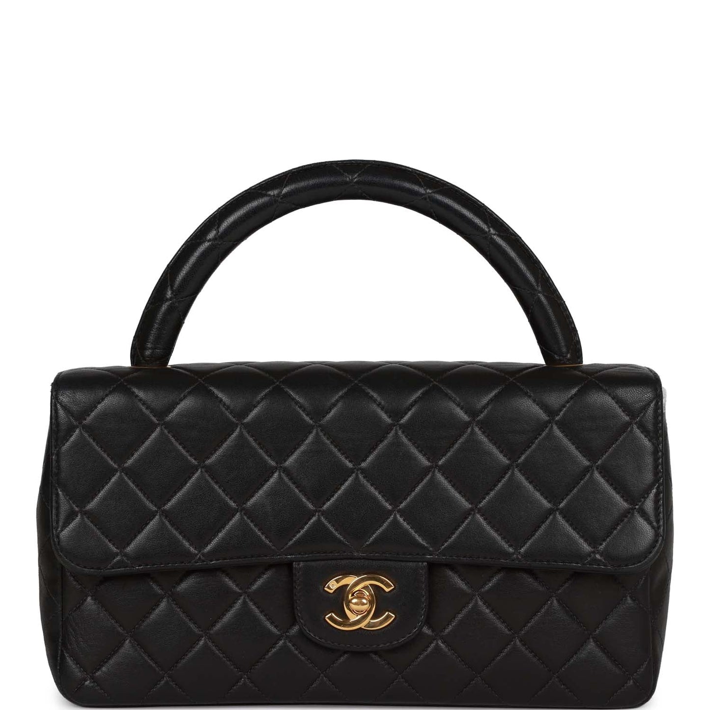 Chanel  Kelly Parent Flap Bag Black Lambskin Gold Hardware