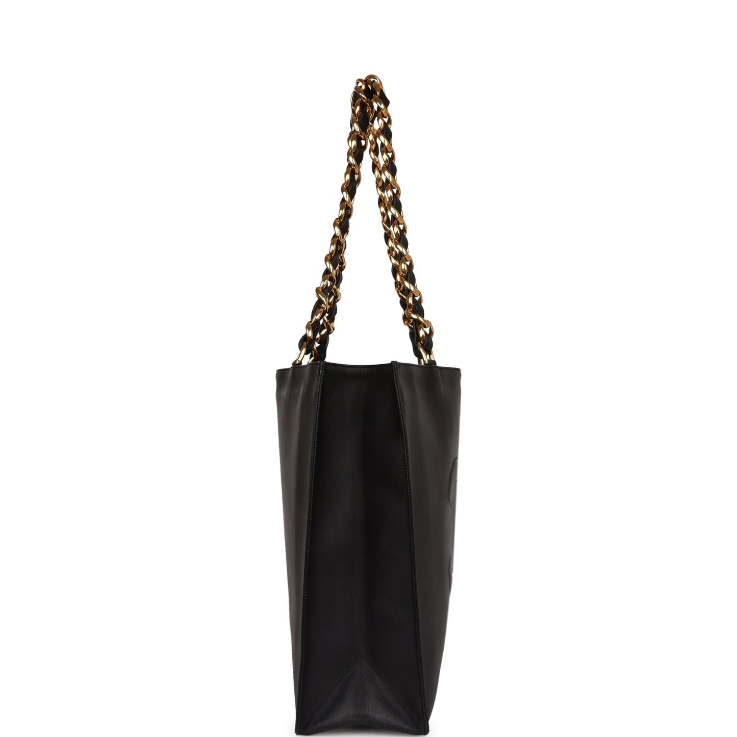 Chanel  CC Chain Shopping Tote Bag Black Lambskin Gold Hardware