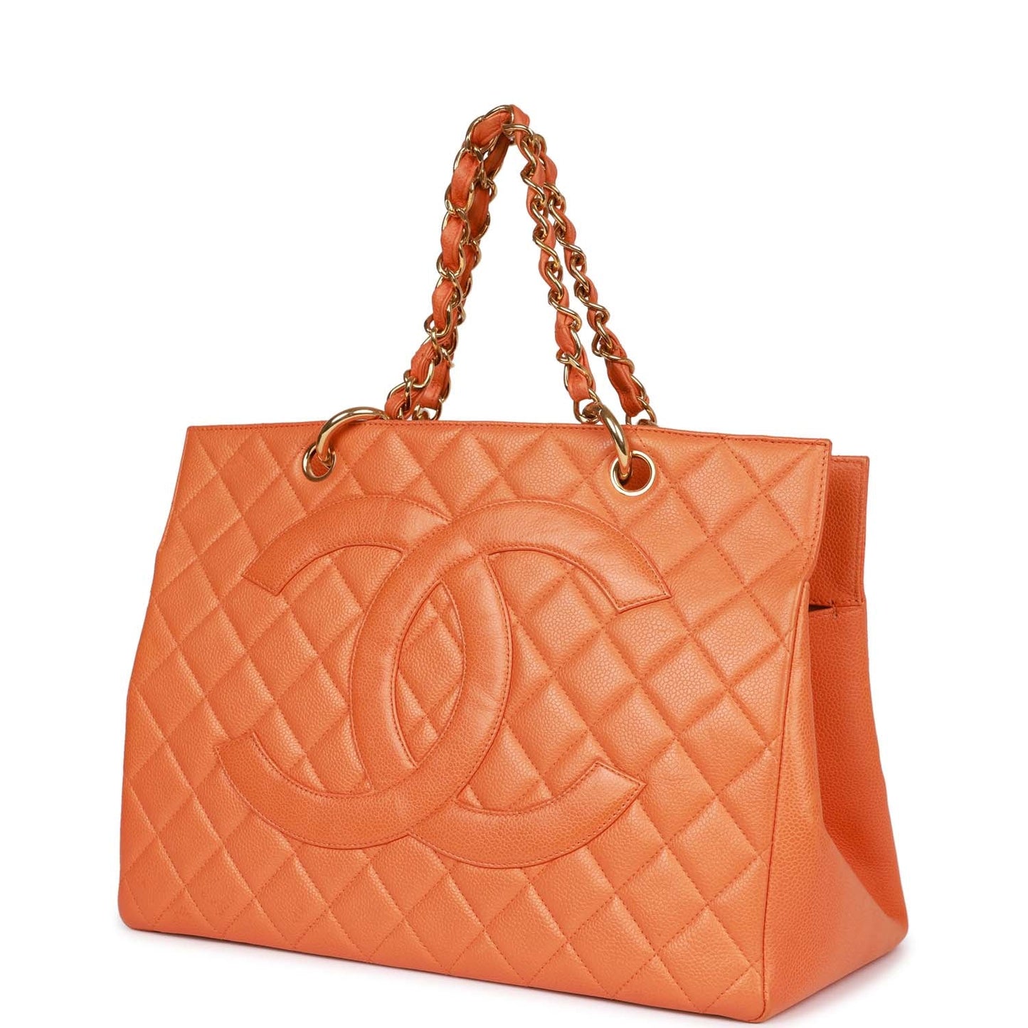 Chanel  Grand CC Timeless Tote Bag Orange Caviar Gold Hardware