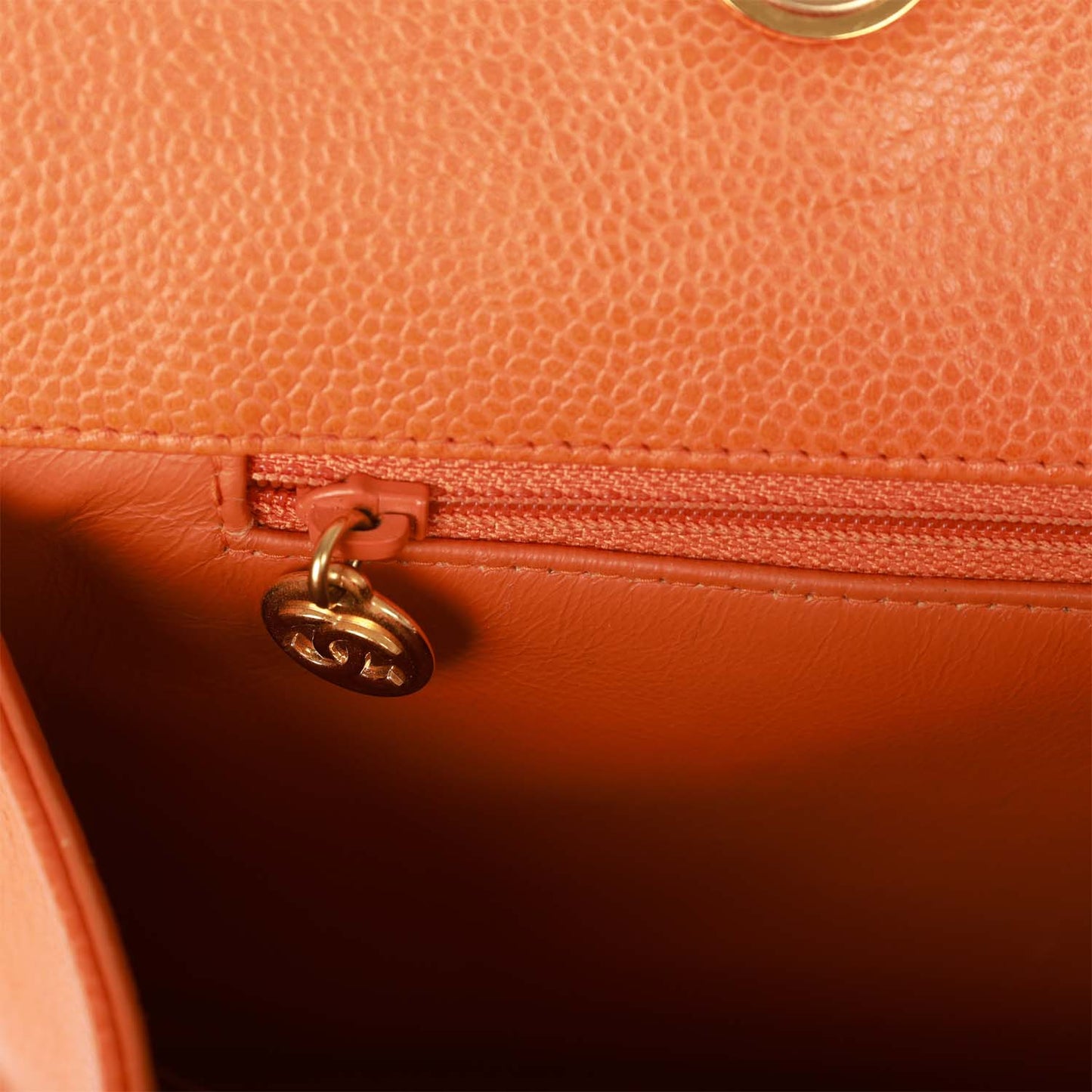 Chanel  Grand CC Timeless Tote Bag Orange Caviar Gold Hardware