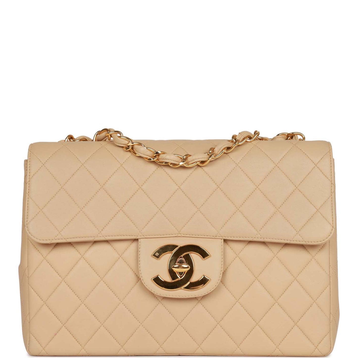 Chanel  Jumbo Flap Bag Beige Lambskin Gold Hardware