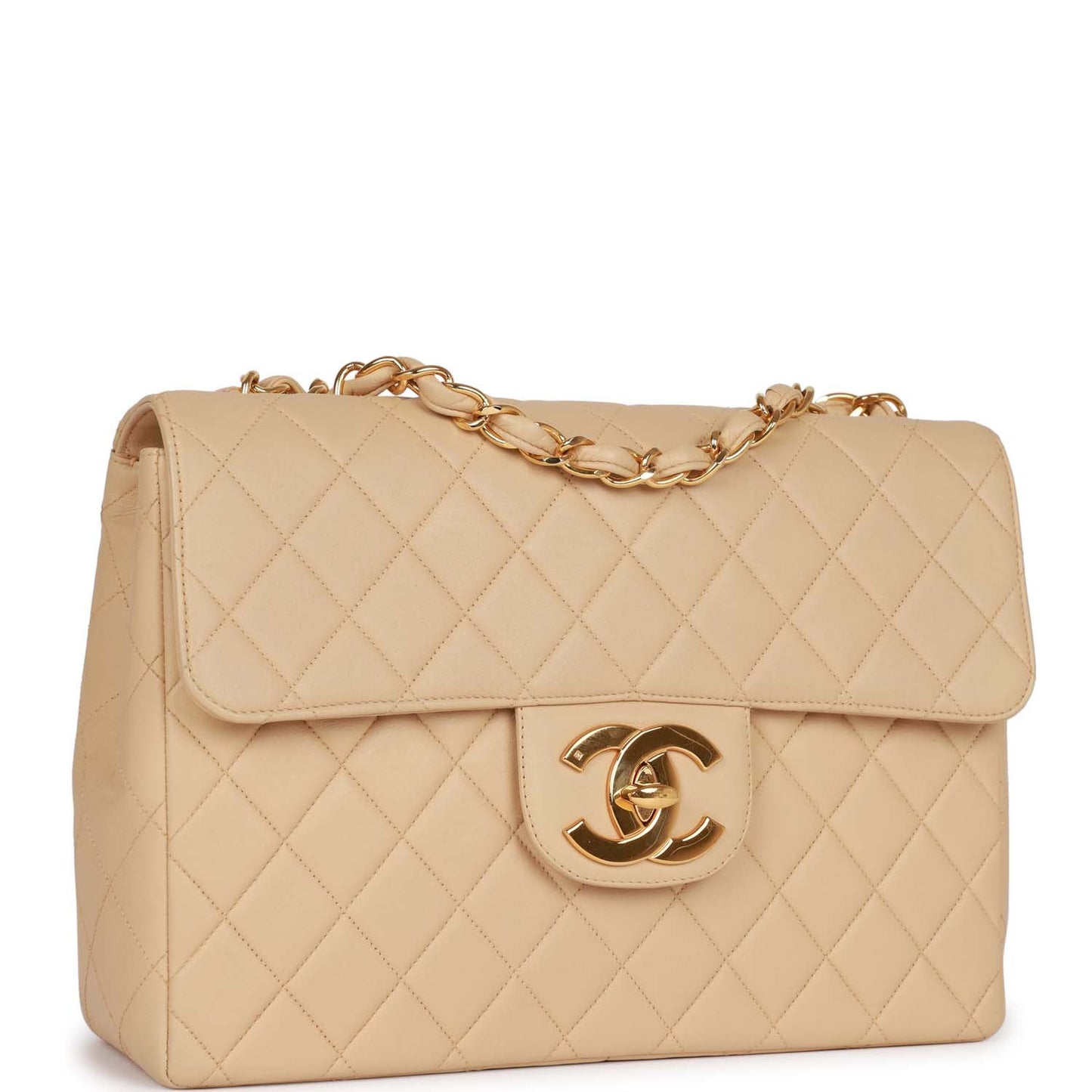 Chanel  Jumbo Flap Bag Beige Lambskin Gold Hardware