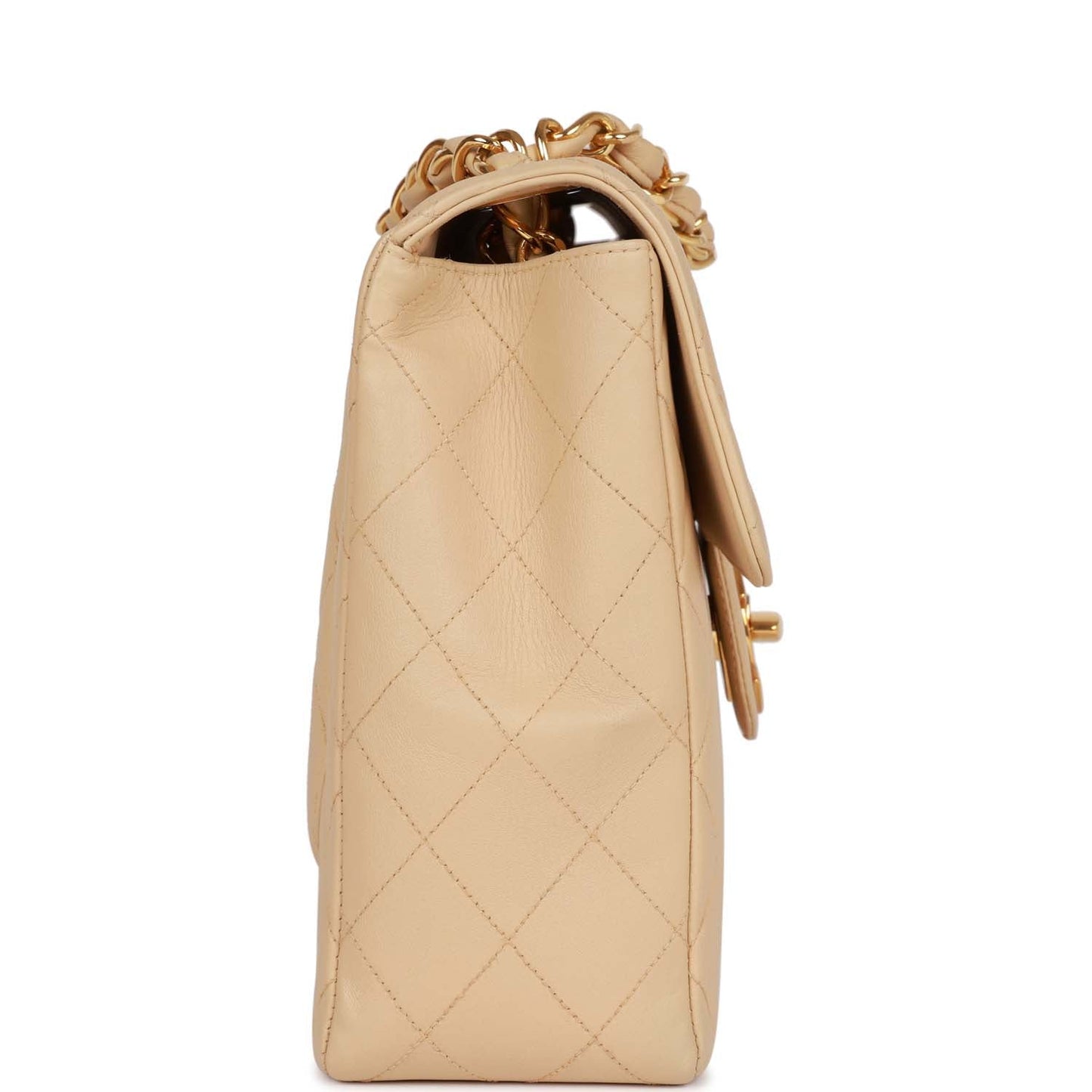 Chanel Jumbo Flap Bag Beige Lambskin Gold Hardware