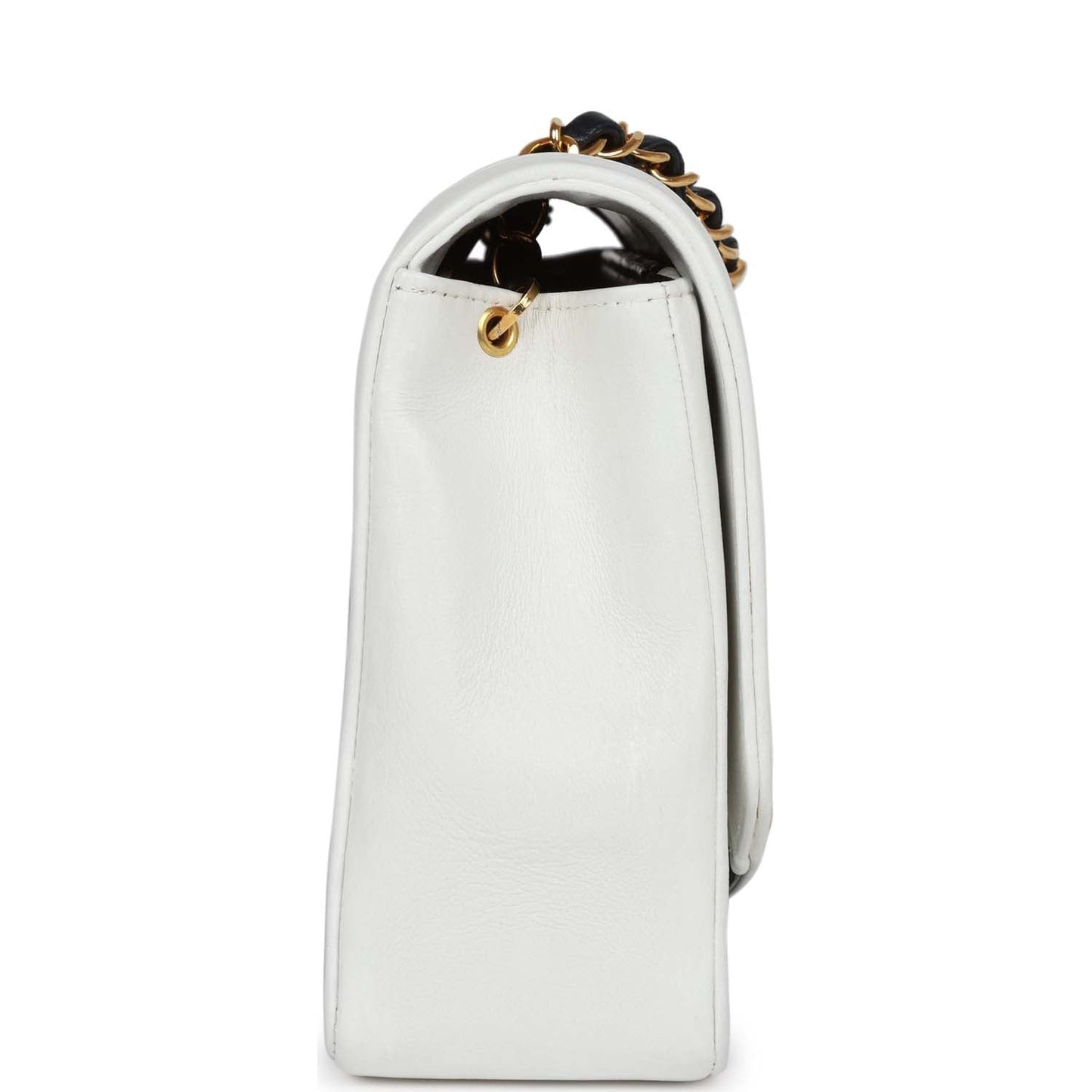 Chanel  Small Diana Flap Bag White and Navy Lambskin Gold Hardware