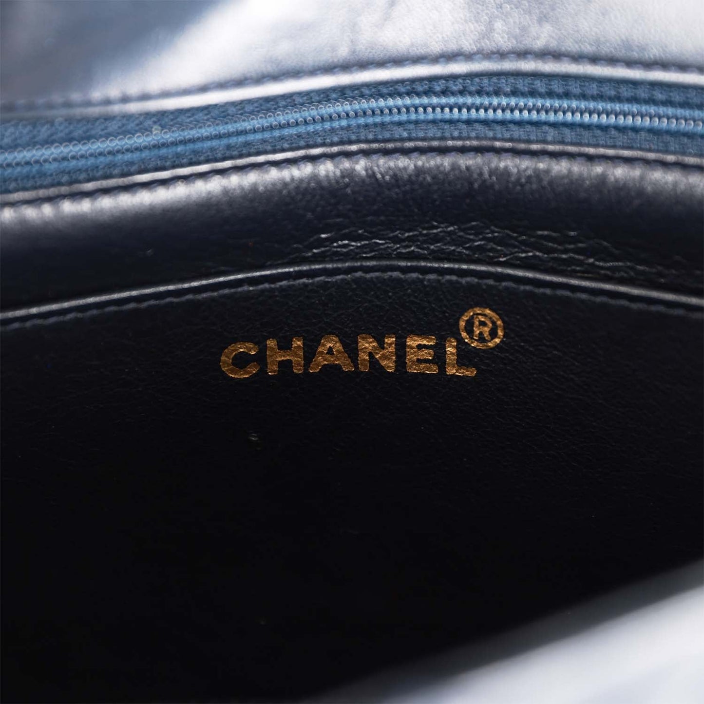 Chanel  Small Diana Flap Bag White and Navy Lambskin Gold Hardware