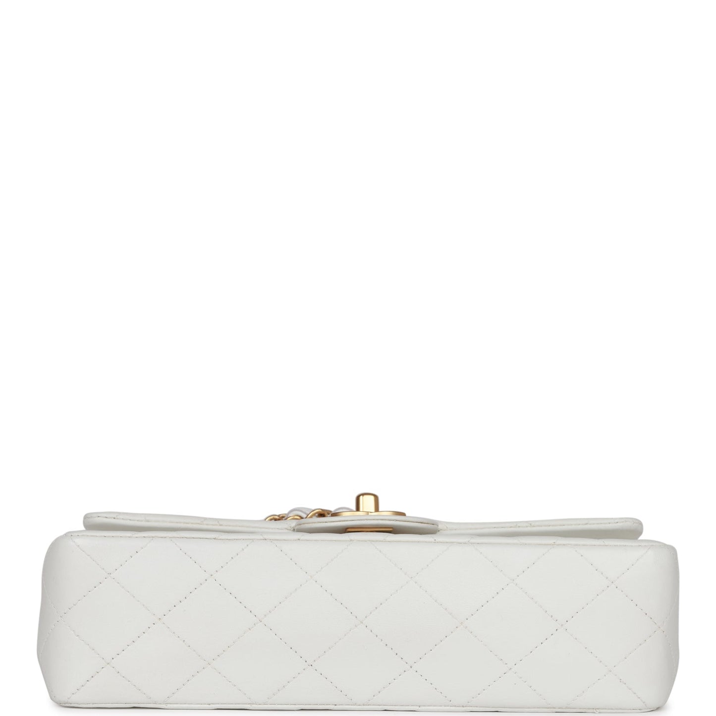 Chanel  Small Classic Double Flap White Lambskin Gold Hardware