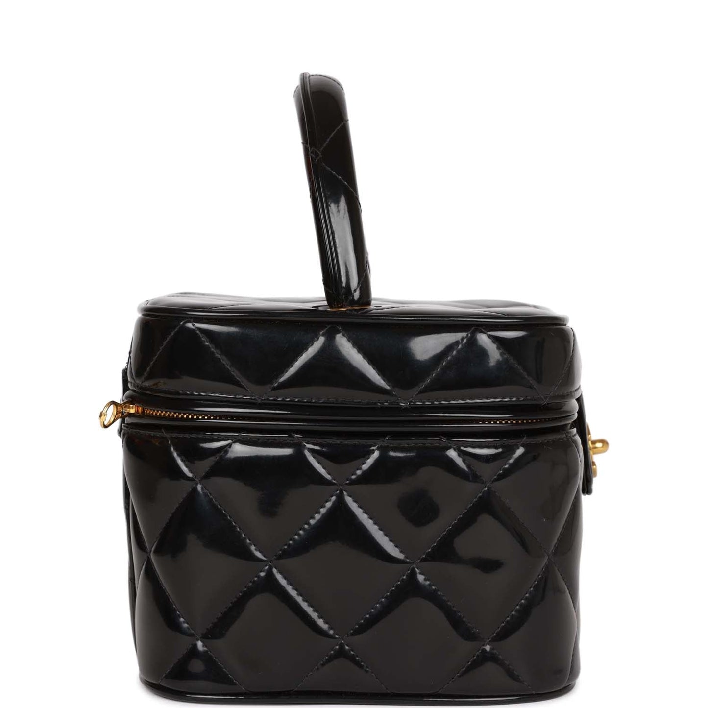 Chanel  Vanity Heart Mirror Bag Black Patent Gold Hardware