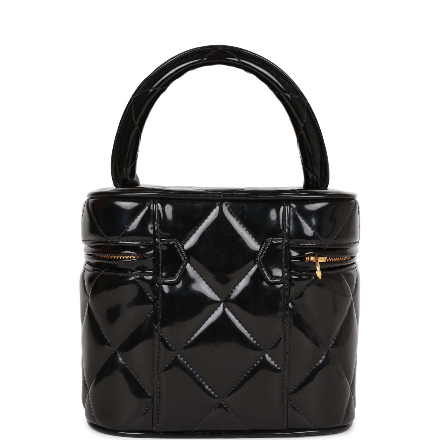Chanel  Vanity Heart Mirror Bag Black Patent Gold Hardware